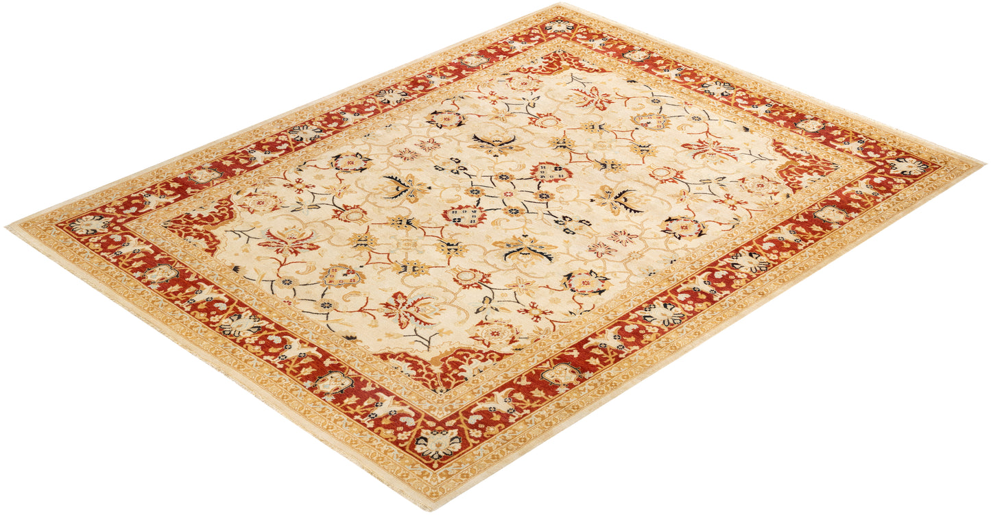 Eclectic, One-of-a-Kind Hand-Knotted Area Rug - Ivory, 8' 0" x 10' 4"