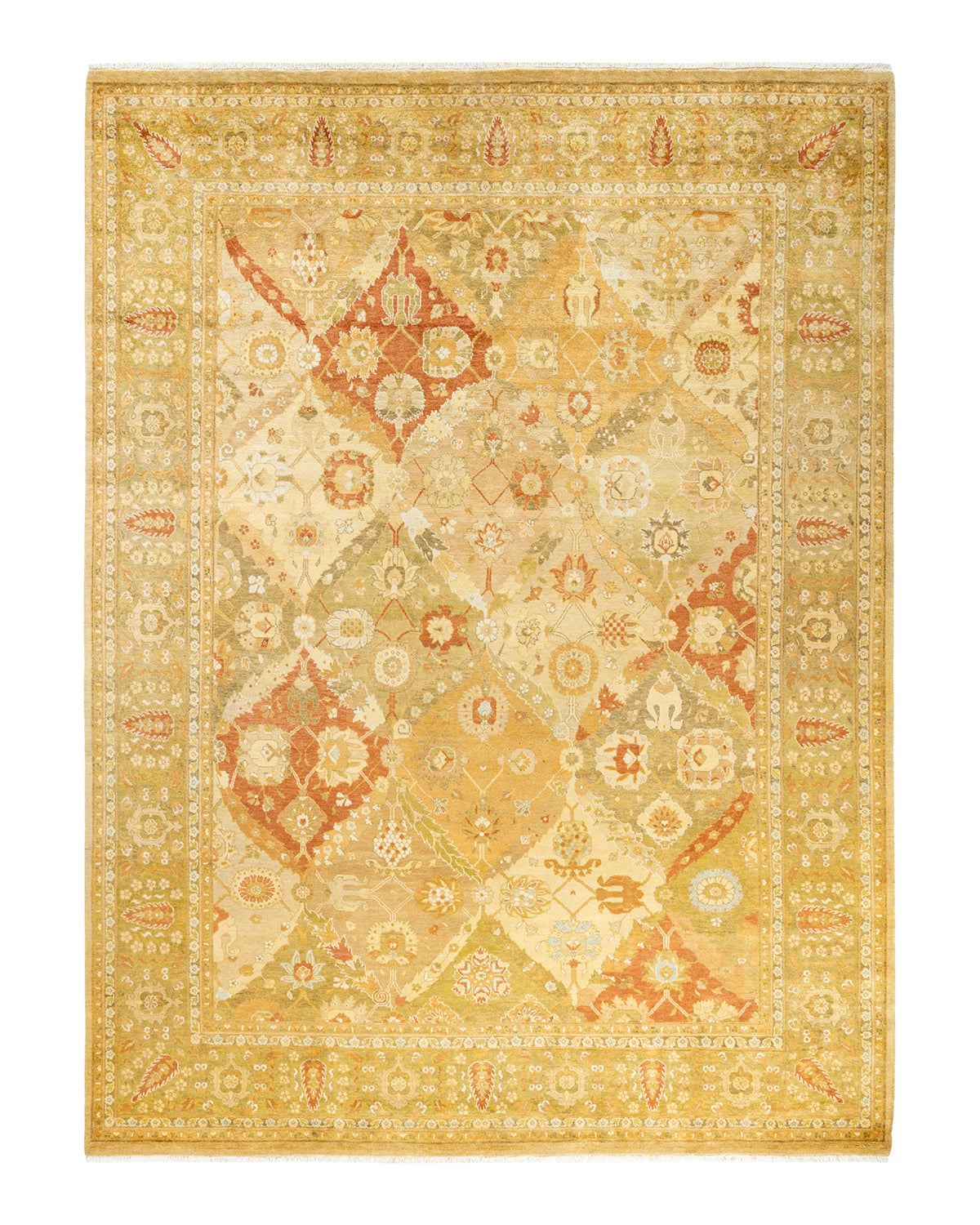 Eclectic, One-of-a-Kind Hand-Knotted Area Rug - Yellow, 8' 0" x 10' 7"