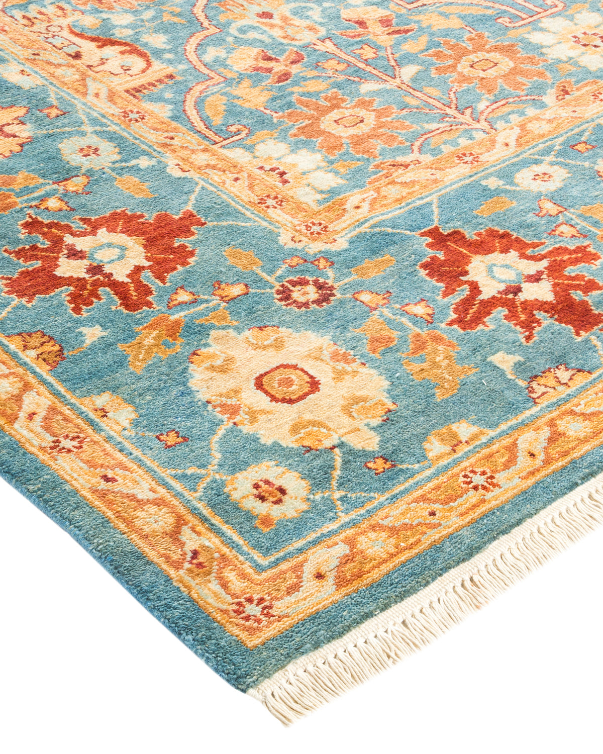 Eclectic, One-of-a-Kind Hand-Knotted Area Rug - Light Blue, 6' 1" x 9' 2"