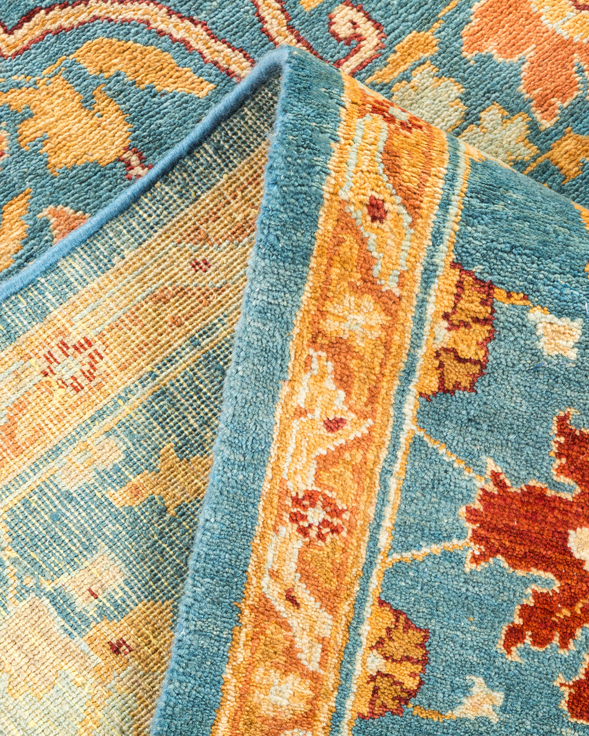 Eclectic, One-of-a-Kind Hand-Knotted Area Rug - Light Blue, 6' 1" x 9' 2"