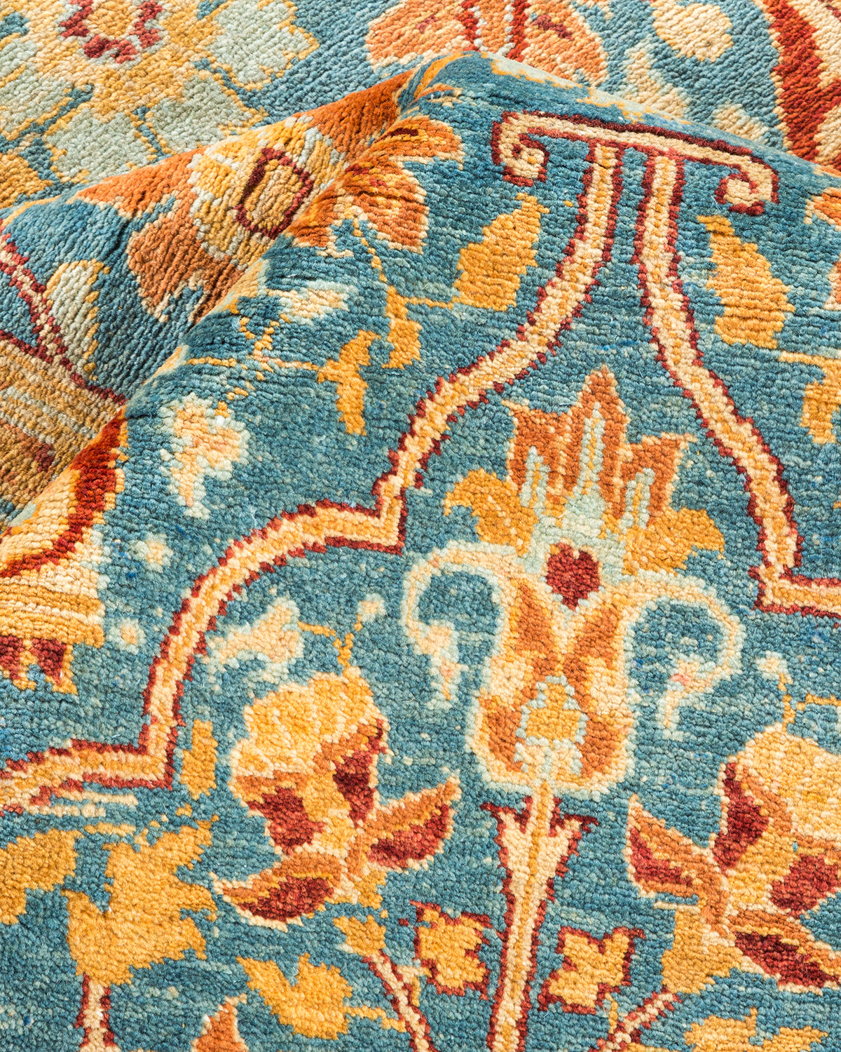 Eclectic, One-of-a-Kind Hand-Knotted Area Rug - Light Blue, 6' 1" x 9' 2"