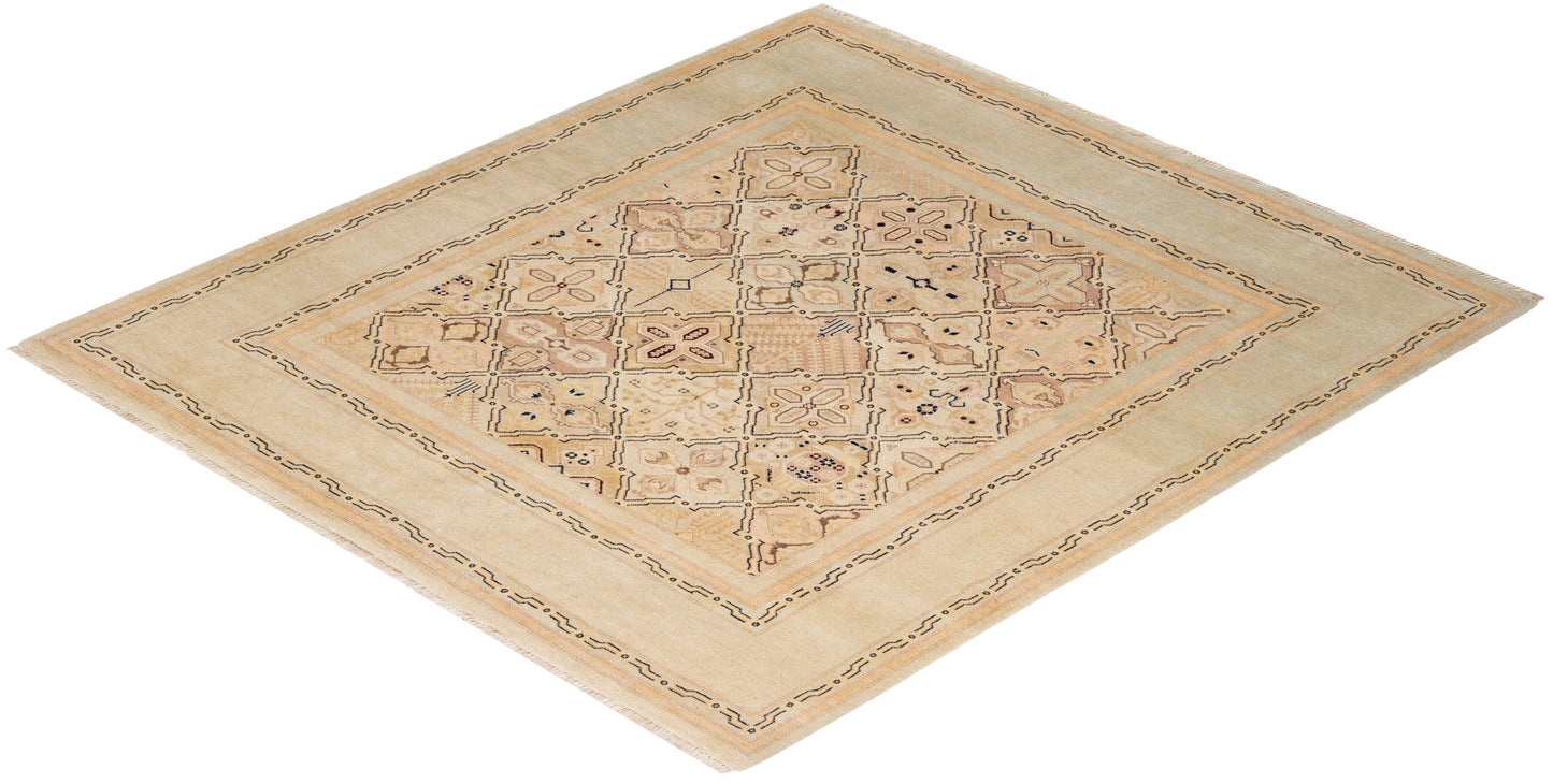 Eclectic, One-of-a-Kind Hand-Knotted Area Rug - Light Gray, 6' 1" x 6' 8"