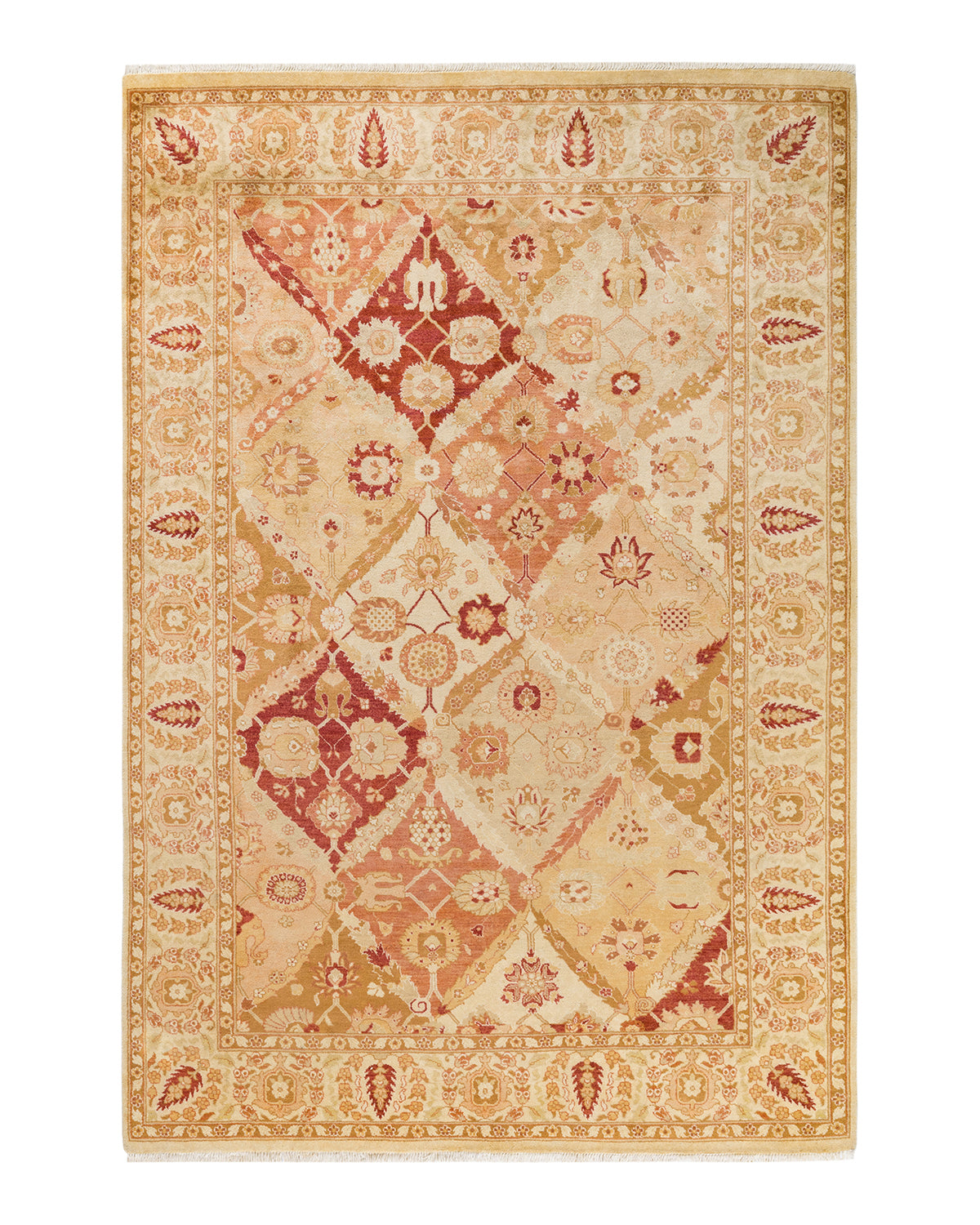 Eclectic, One-of-a-Kind Hand-Knotted Area Rug - Ivory, 6' 1" x 8' 10"