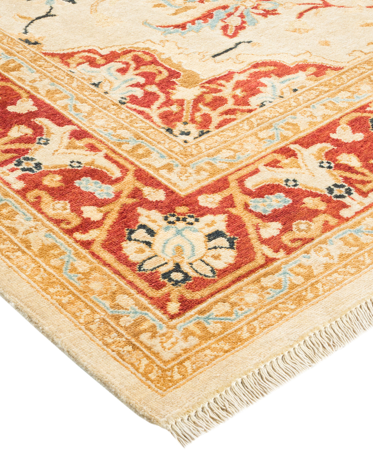 Eclectic, One-of-a-Kind Hand-Knotted Area Rug - Ivory, 6' 1" x 8' 7"