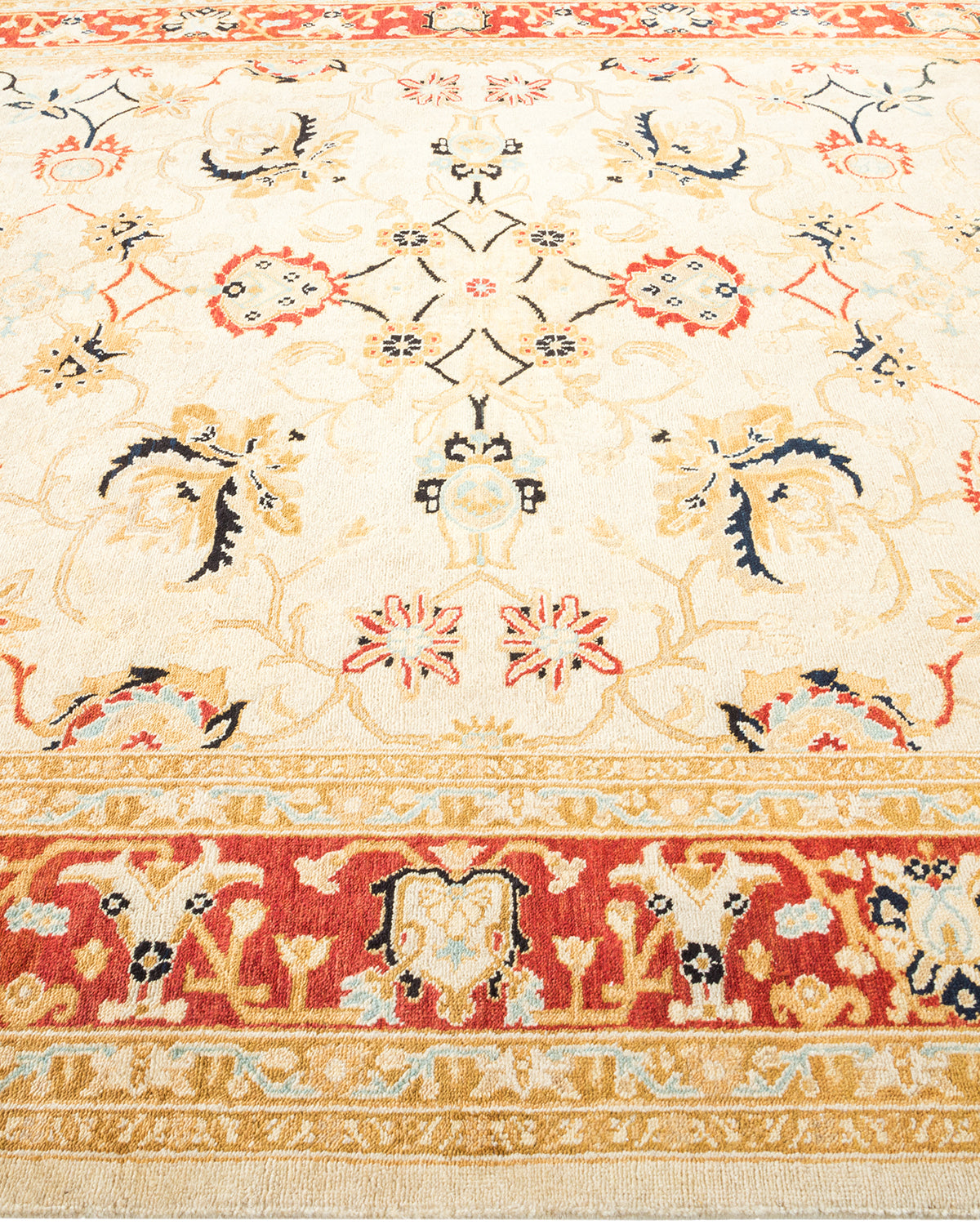 Eclectic, One-of-a-Kind Hand-Knotted Area Rug - Ivory, 6' 1" x 8' 7"
