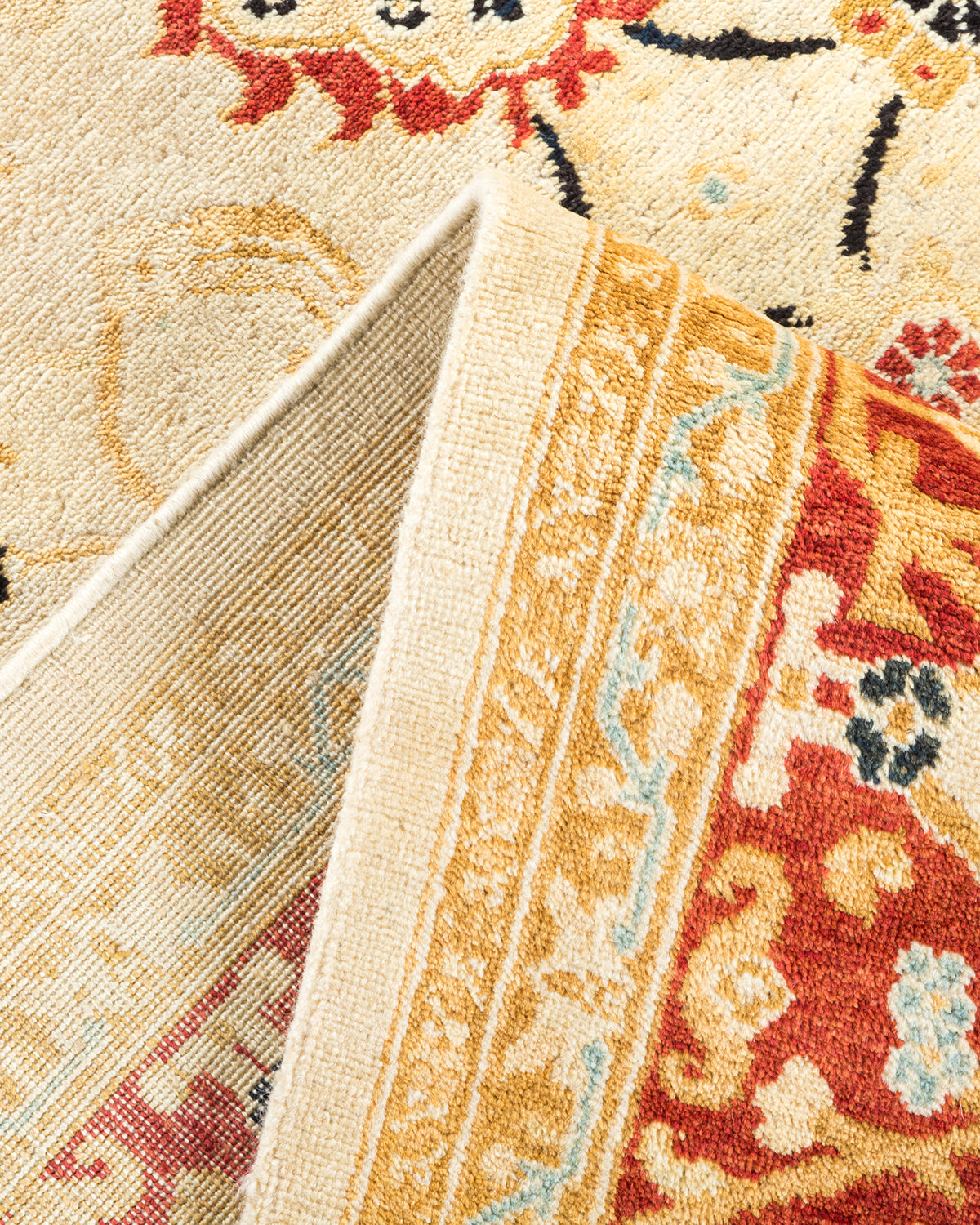 Eclectic, One-of-a-Kind Hand-Knotted Area Rug - Ivory, 6' 1" x 8' 7"