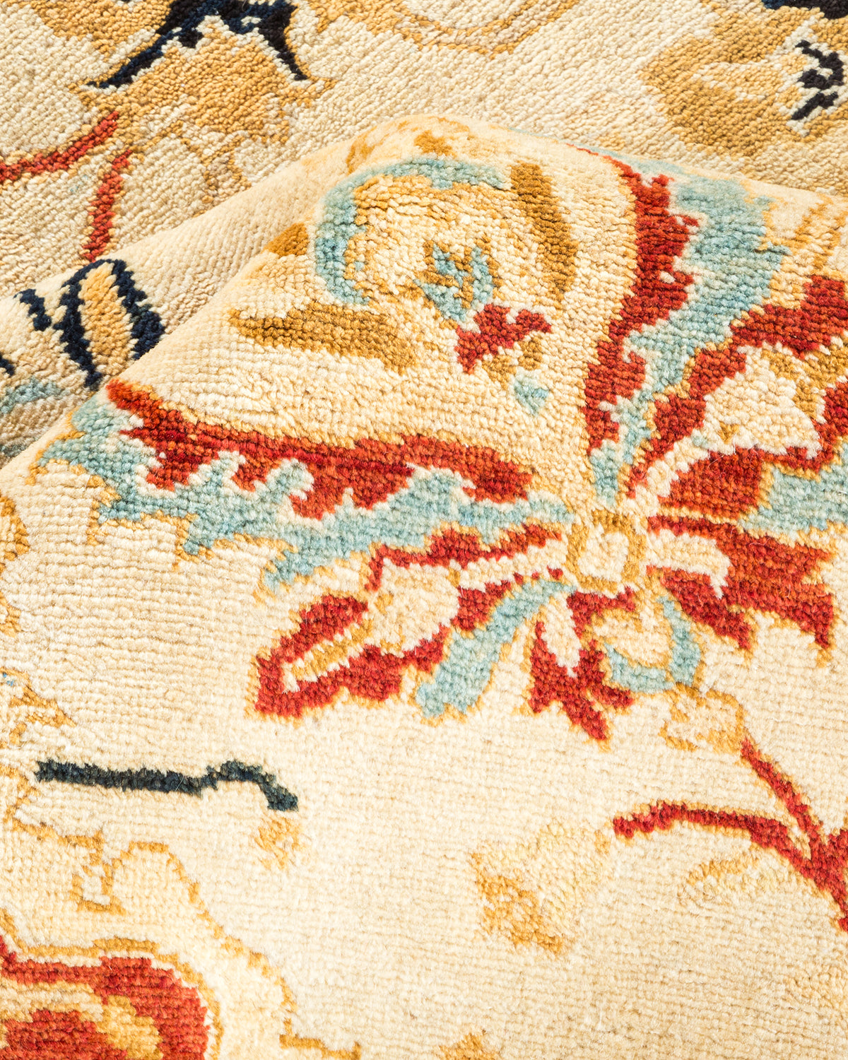 Eclectic, One-of-a-Kind Hand-Knotted Area Rug - Ivory, 6' 1" x 8' 7"