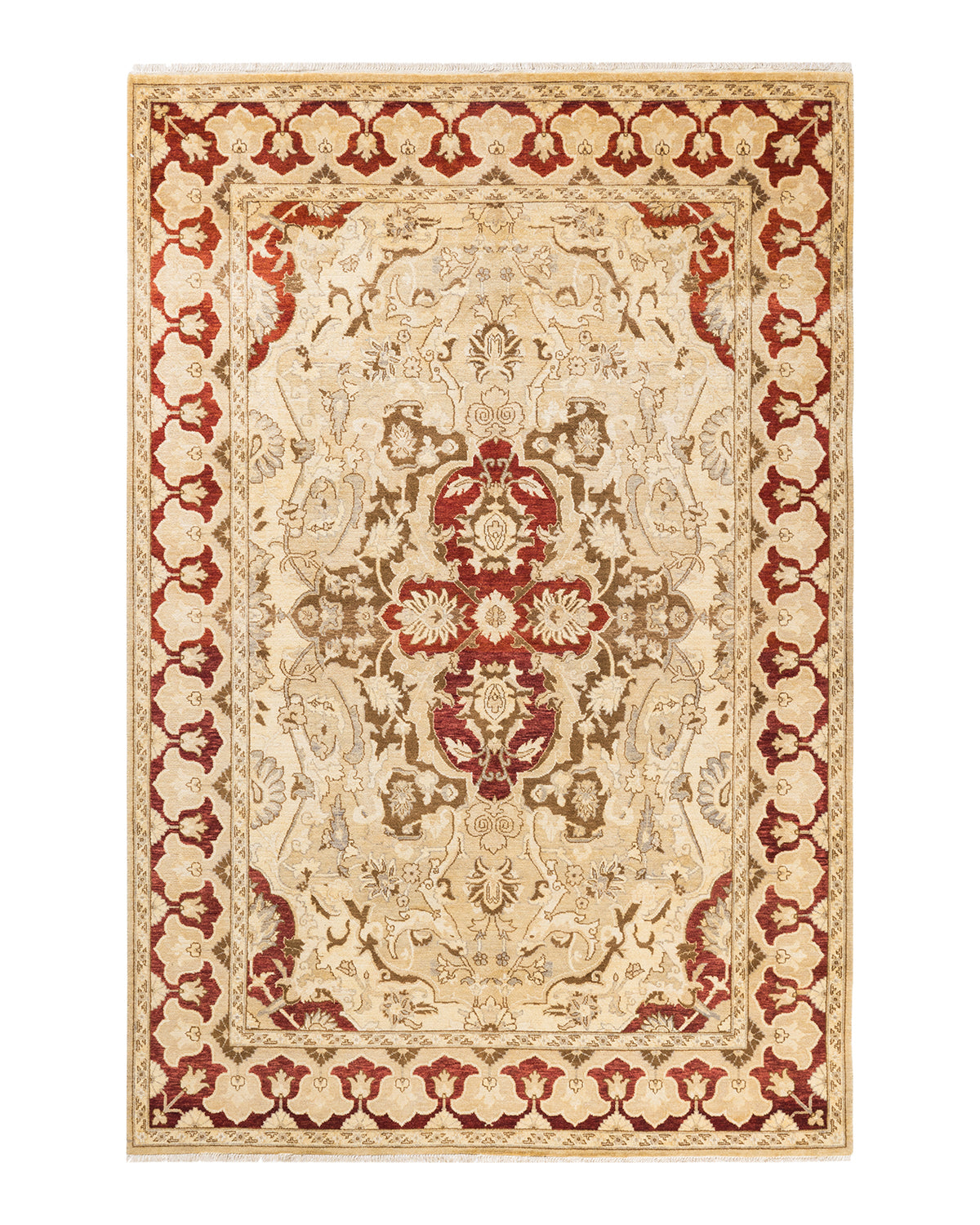 Eclectic, One-of-a-Kind Hand-Knotted Area Rug - Yellow, 6' 0" x 8' 10"