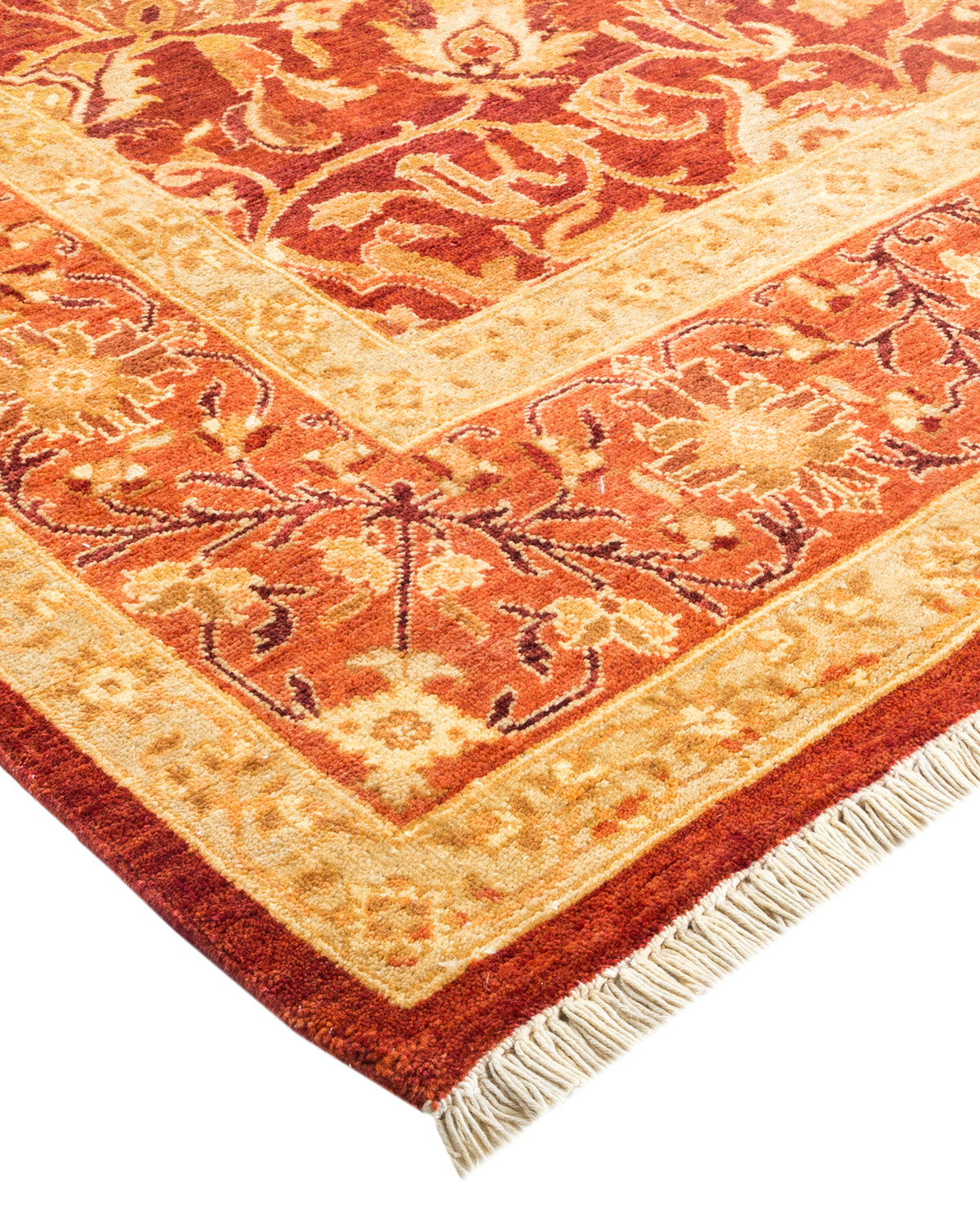 Eclectic, One-of-a-Kind Hand-Knotted Area Rug - Orange, 6' 4" x 9' 3"