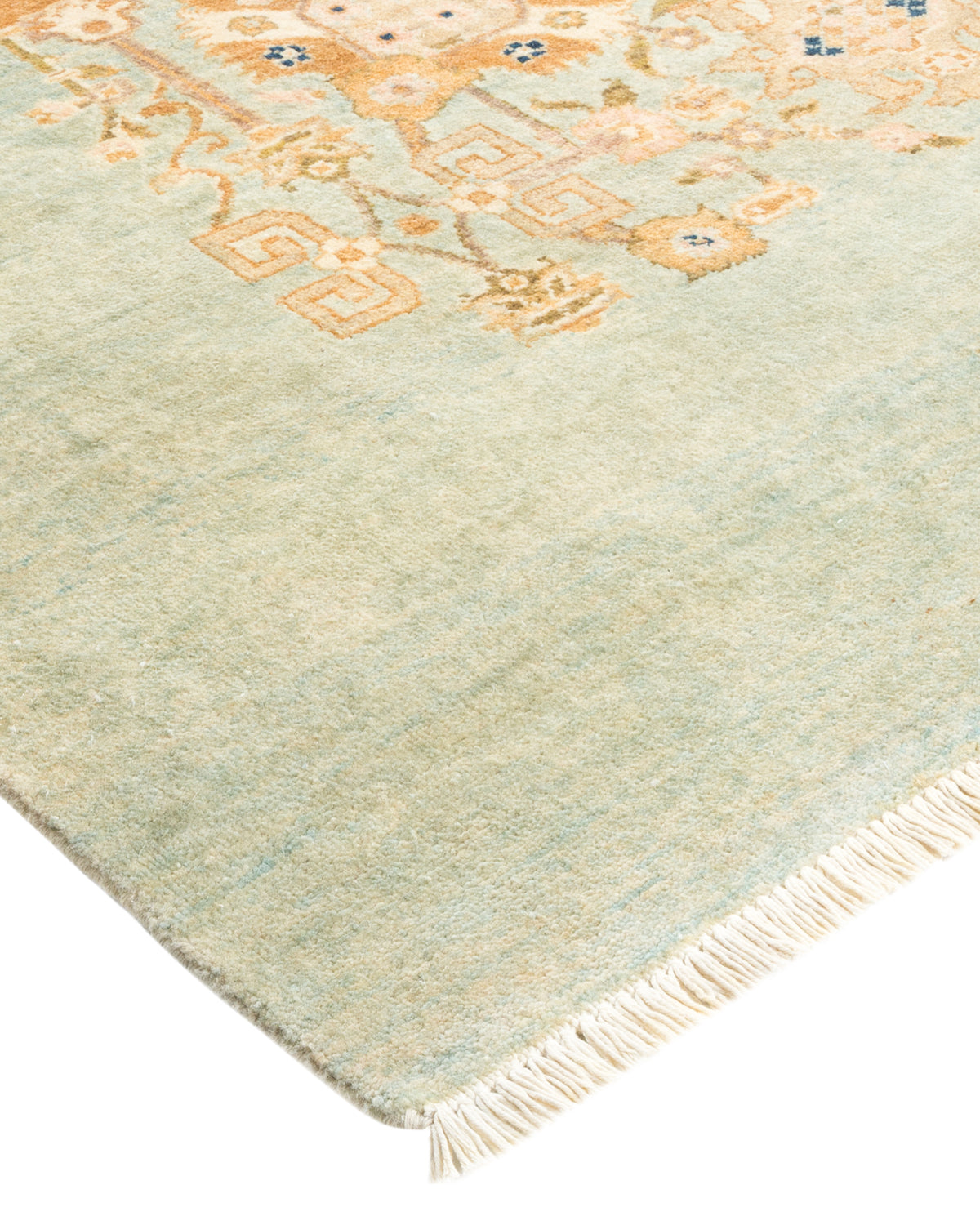 Eclectic, One-of-a-Kind Hand-Knotted Area Rug - Light Blue, 6' 1" x 8' 10"