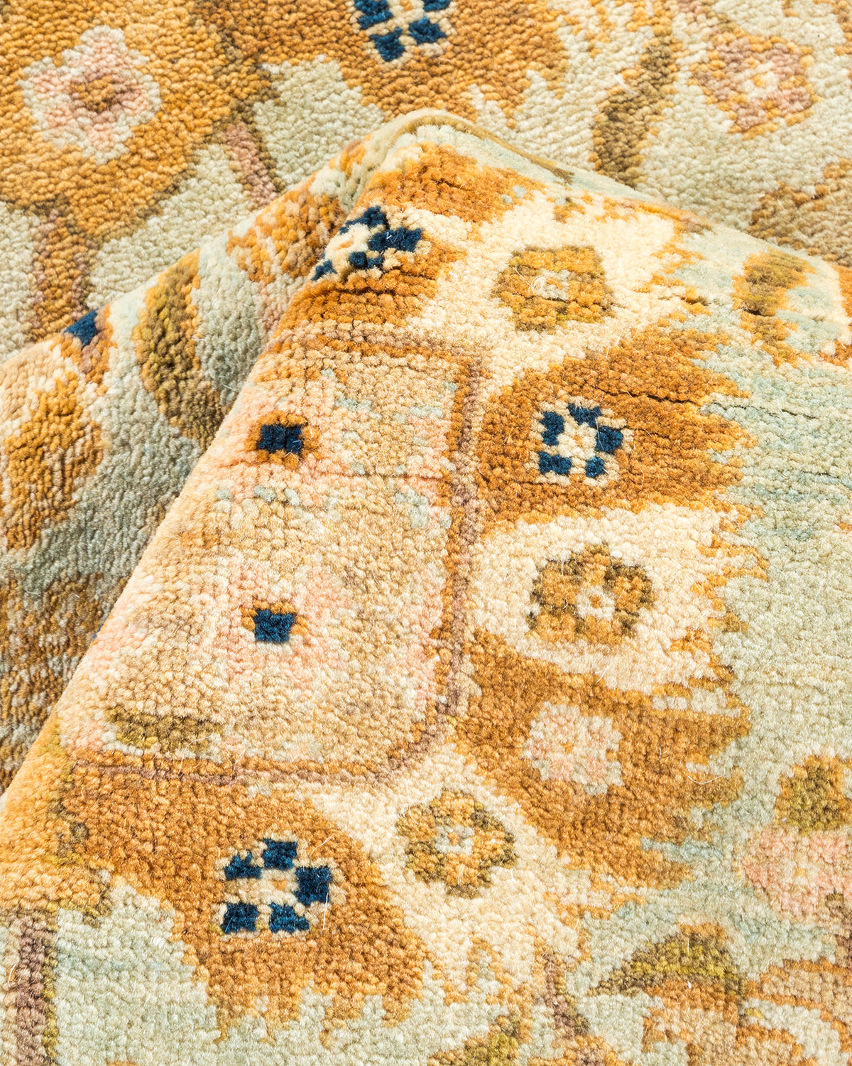 Eclectic, One-of-a-Kind Hand-Knotted Area Rug - Light Blue, 6' 1" x 8' 10"