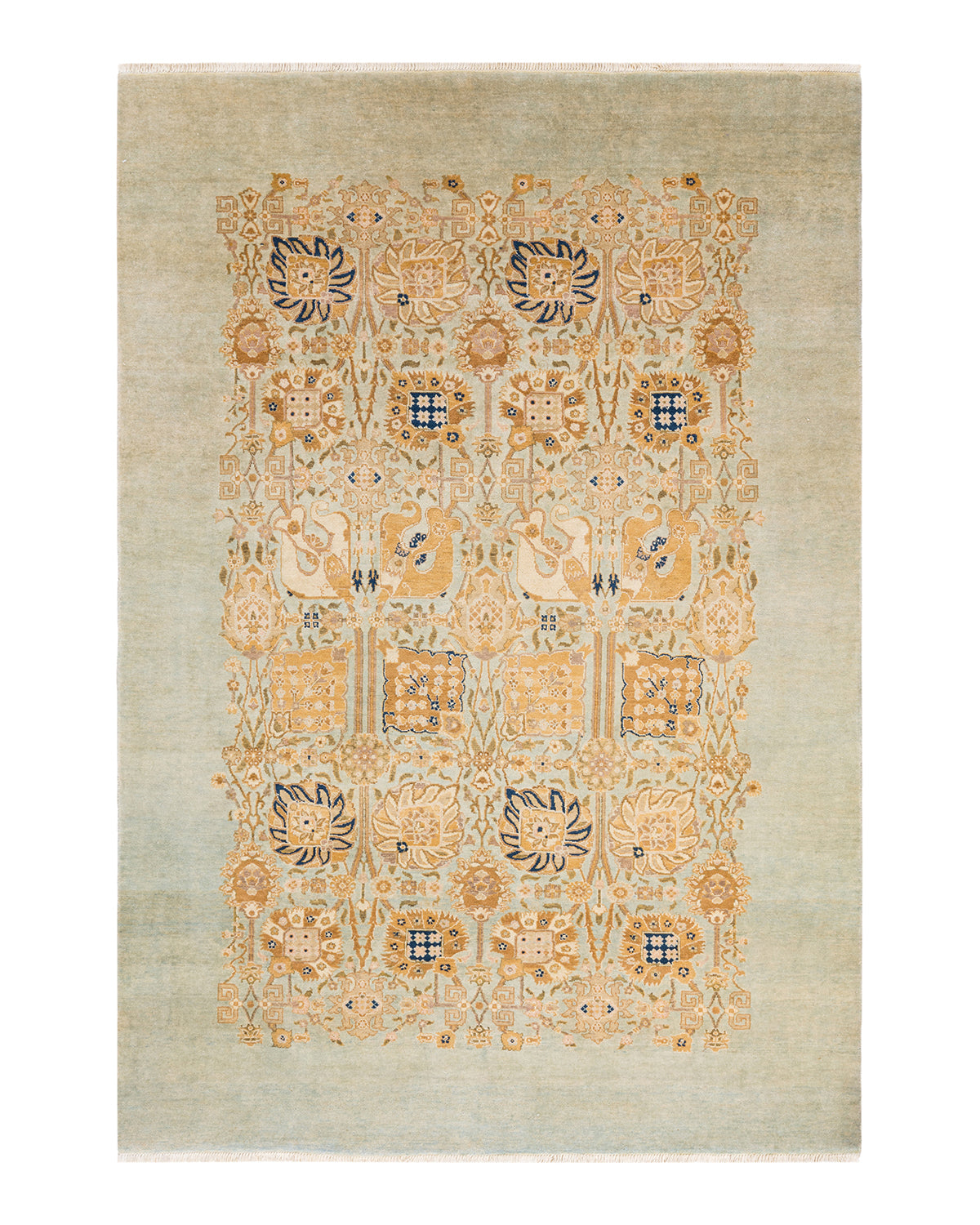 Eclectic, One-of-a-Kind Hand-Knotted Area Rug - Light Blue, 6' 1" x 8' 10"