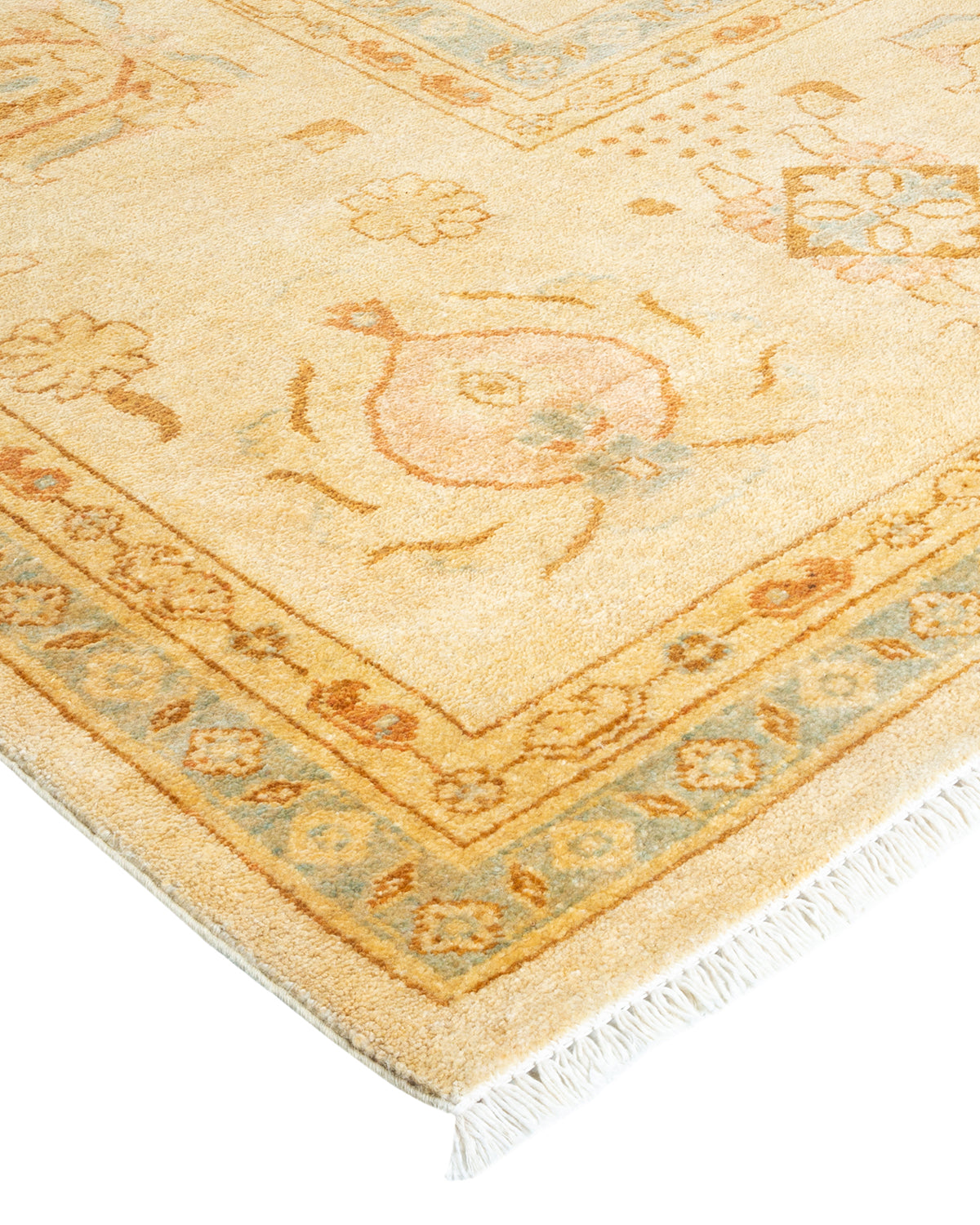 Eclectic, One-of-a-Kind Hand-Knotted Area Rug - Ivory, 9' 3" x 12' 1"
