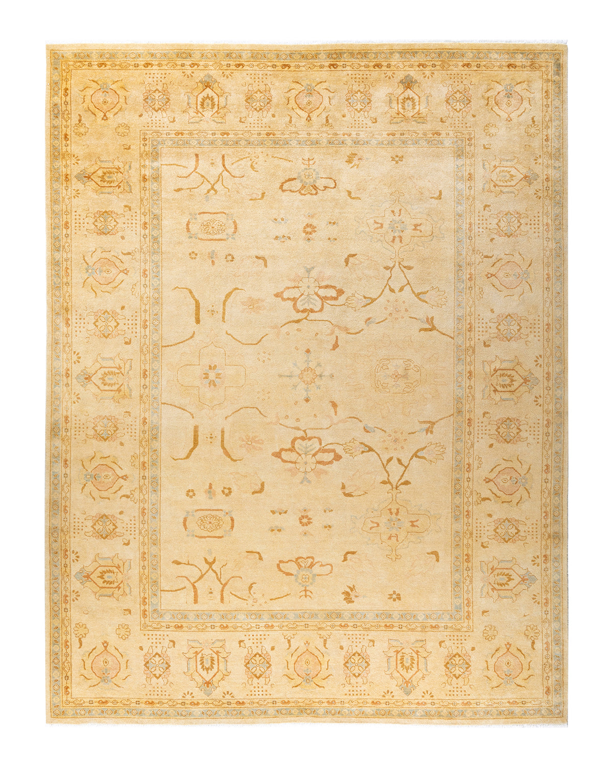 Eclectic, One-of-a-Kind Hand-Knotted Area Rug - Ivory, 9' 3" x 12' 1"