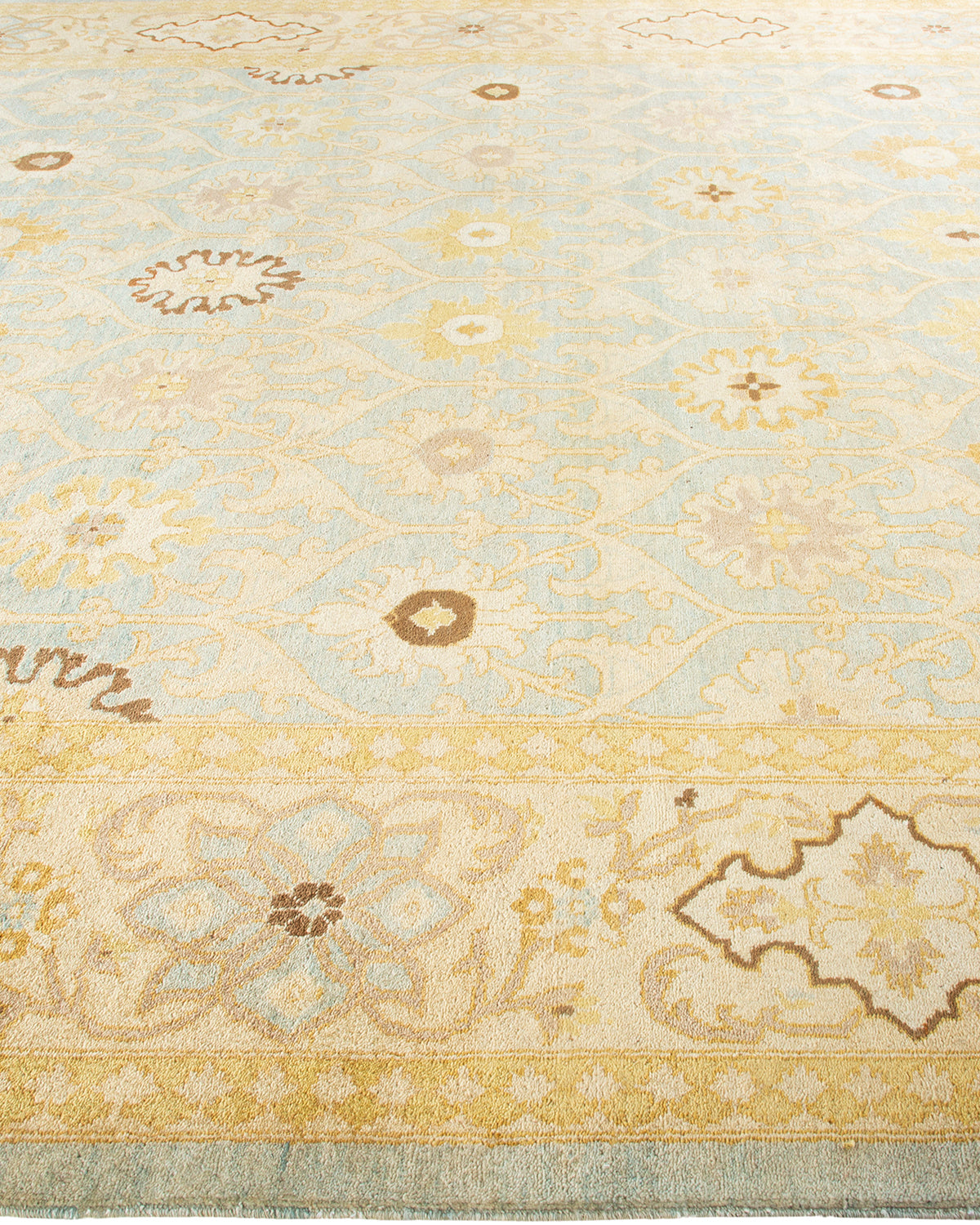 Eclectic, One-of-a-Kind Hand-Knotted Area Rug - Light Blue, 9' 3" x 11' 10"