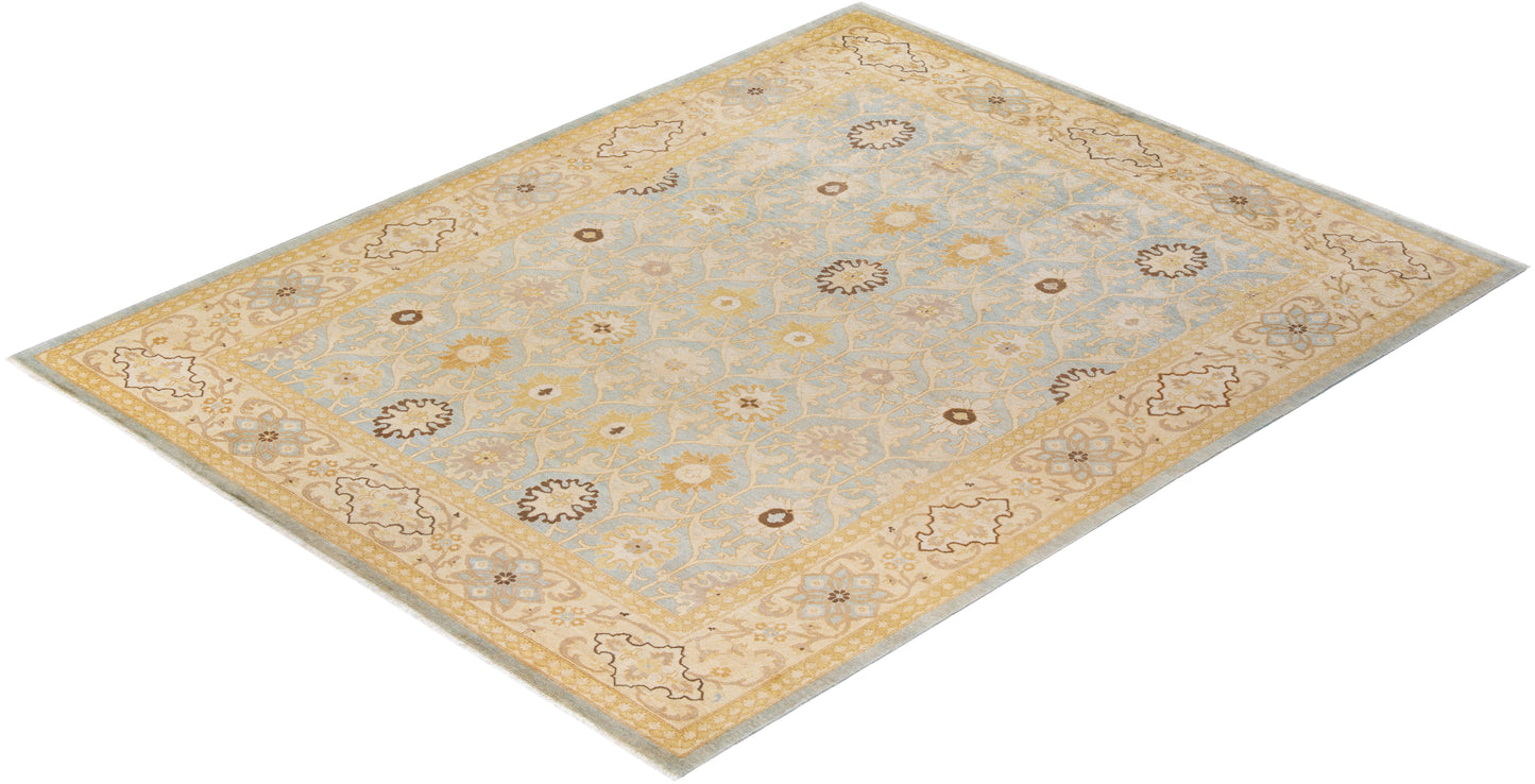 Eclectic, One-of-a-Kind Hand-Knotted Area Rug - Light Blue, 9' 3" x 11' 10"
