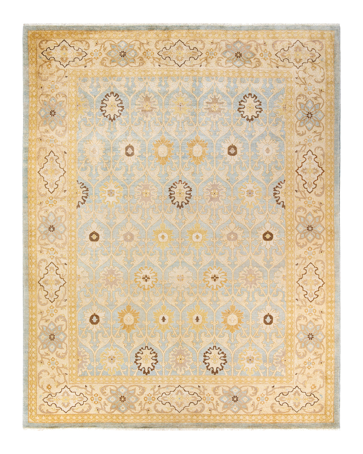 Eclectic, One-of-a-Kind Hand-Knotted Area Rug - Light Blue, 9' 3" x 11' 10"