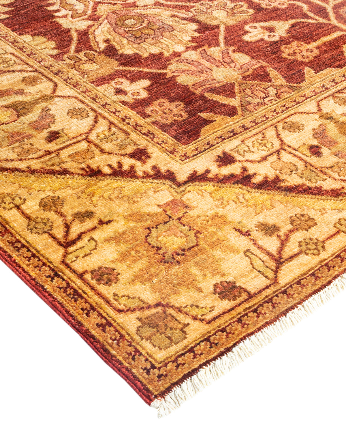 Eclectic, One-of-a-Kind Hand-Knotted Area Rug - Orange, 6' 1" x 8' 10"