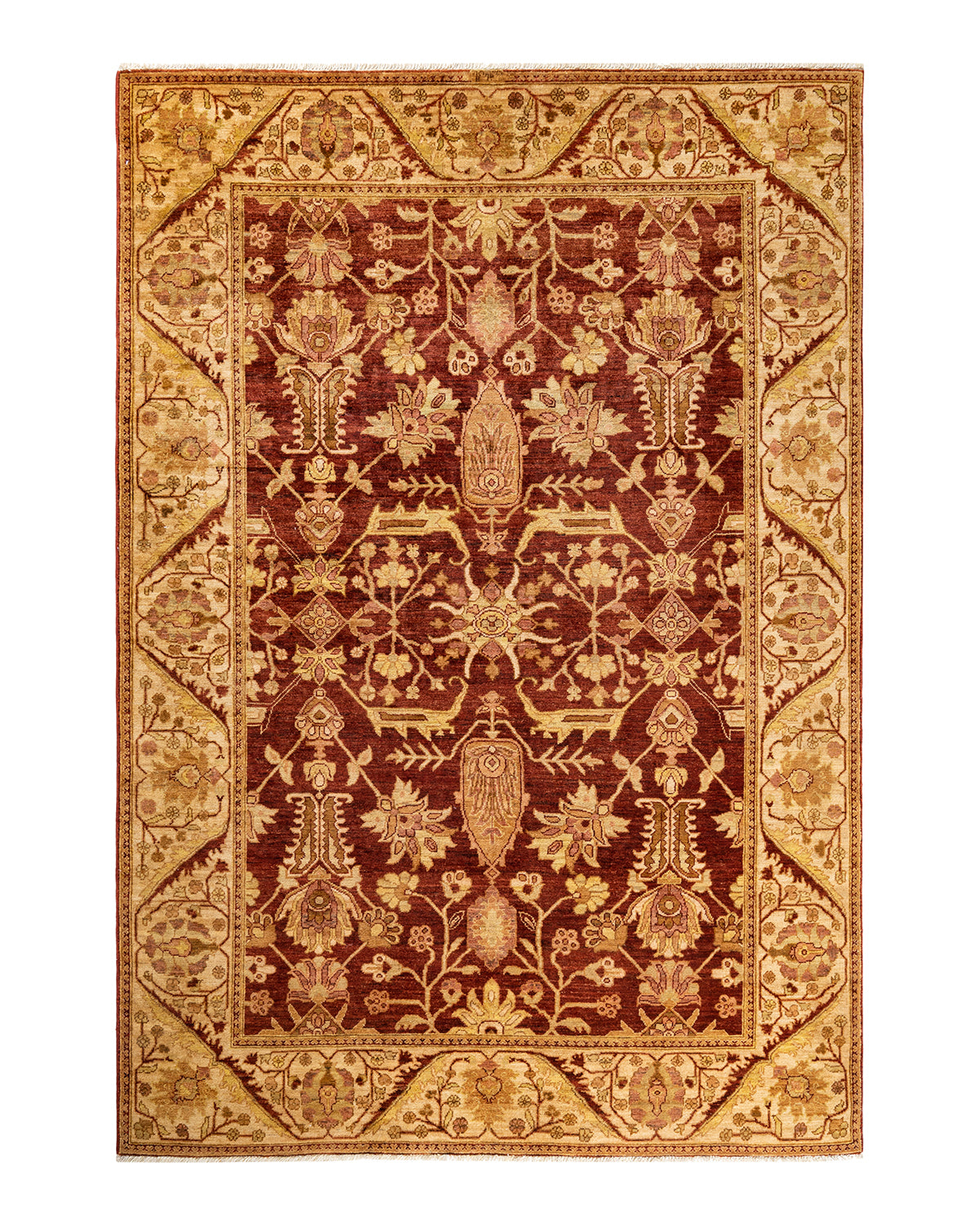 Eclectic, One-of-a-Kind Hand-Knotted Area Rug - Orange, 6' 1" x 8' 10"