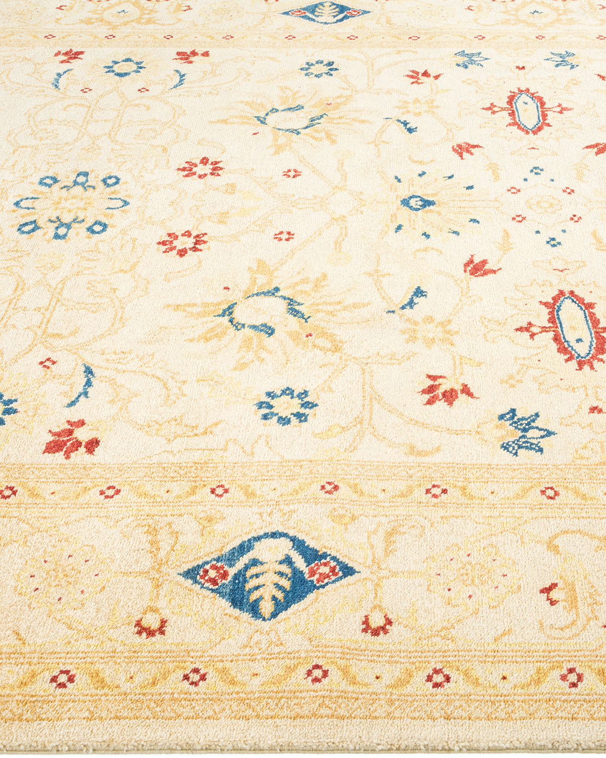 Eclectic, One-of-a-Kind Hand-Knotted Area Rug - Ivory, 6' 1" x 9' 3"