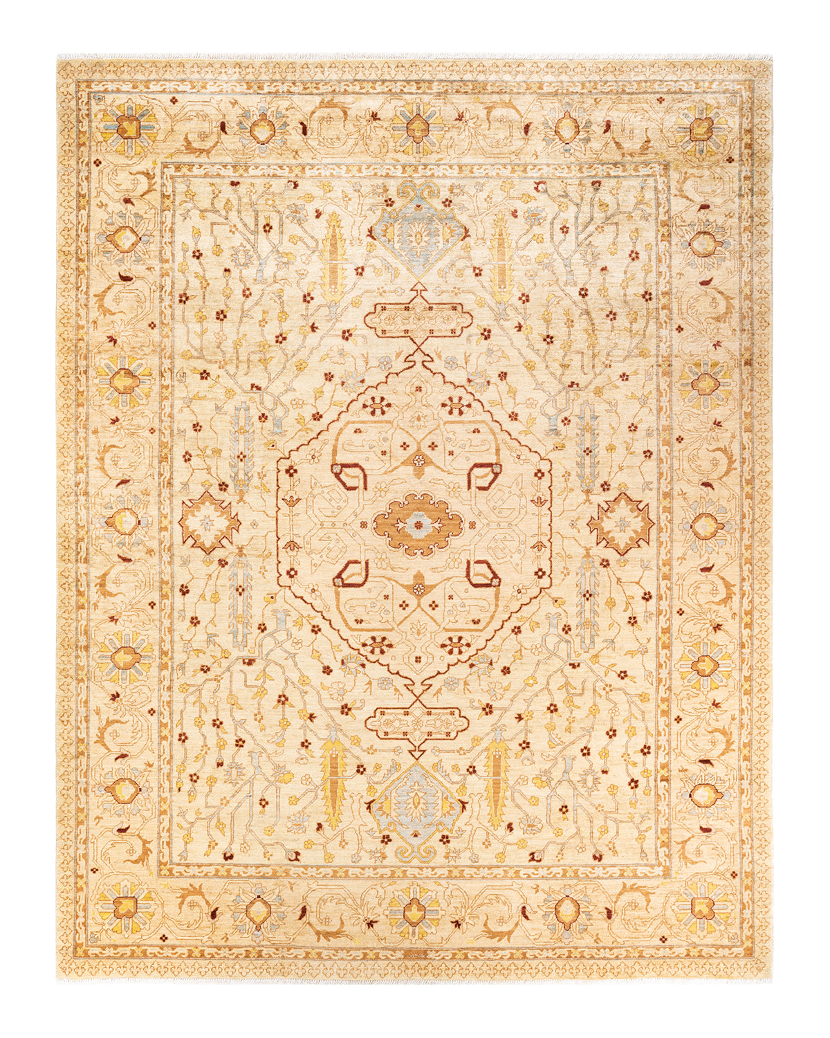 Eclectic, One-of-a-Kind Hand-Knotted Area Rug - Ivory, 9' 2" x 11' 9"