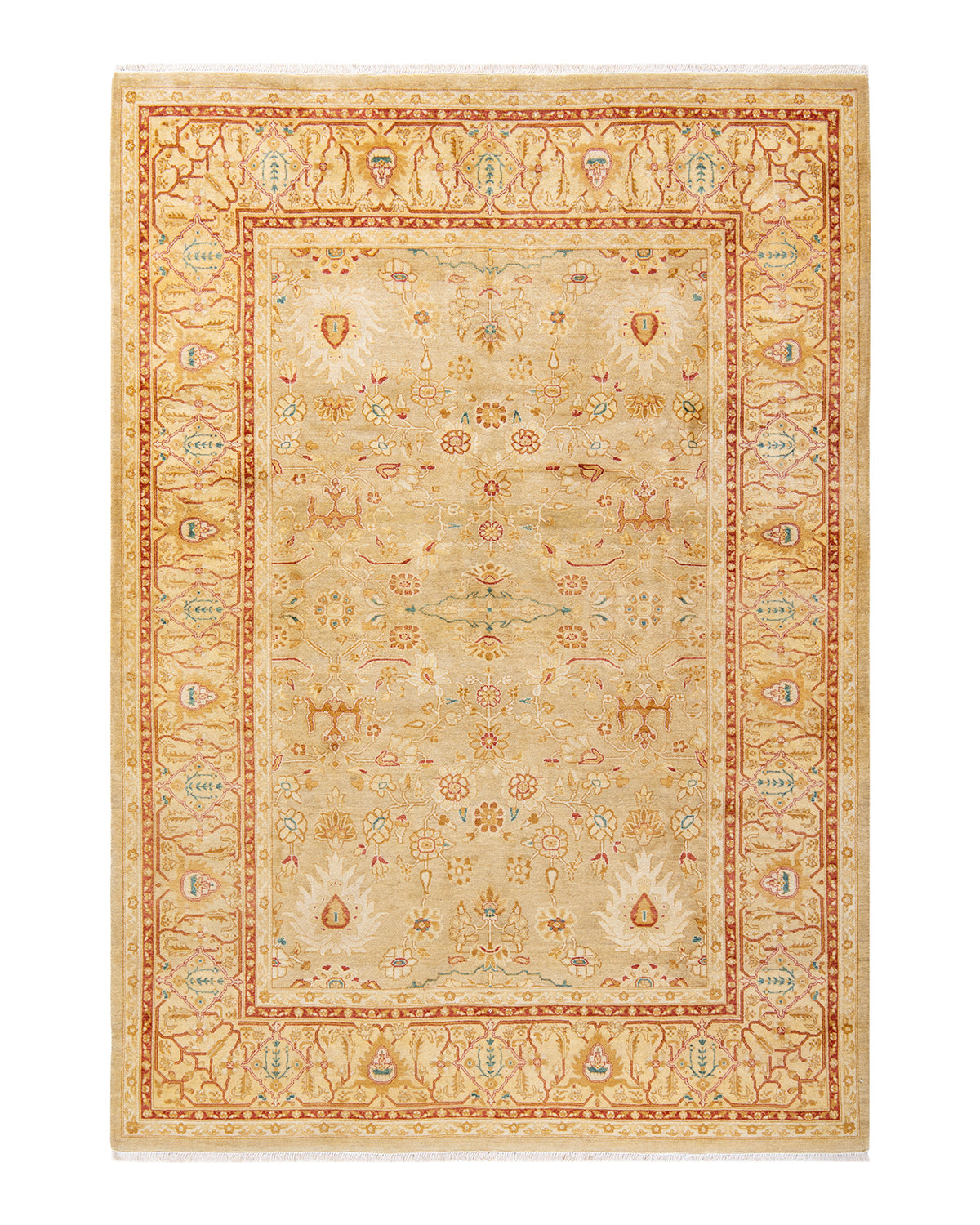 Mogul, One-of-a-Kind Hand-Knotted Area Rug - Yellow, 6' 2" x 8' 9"