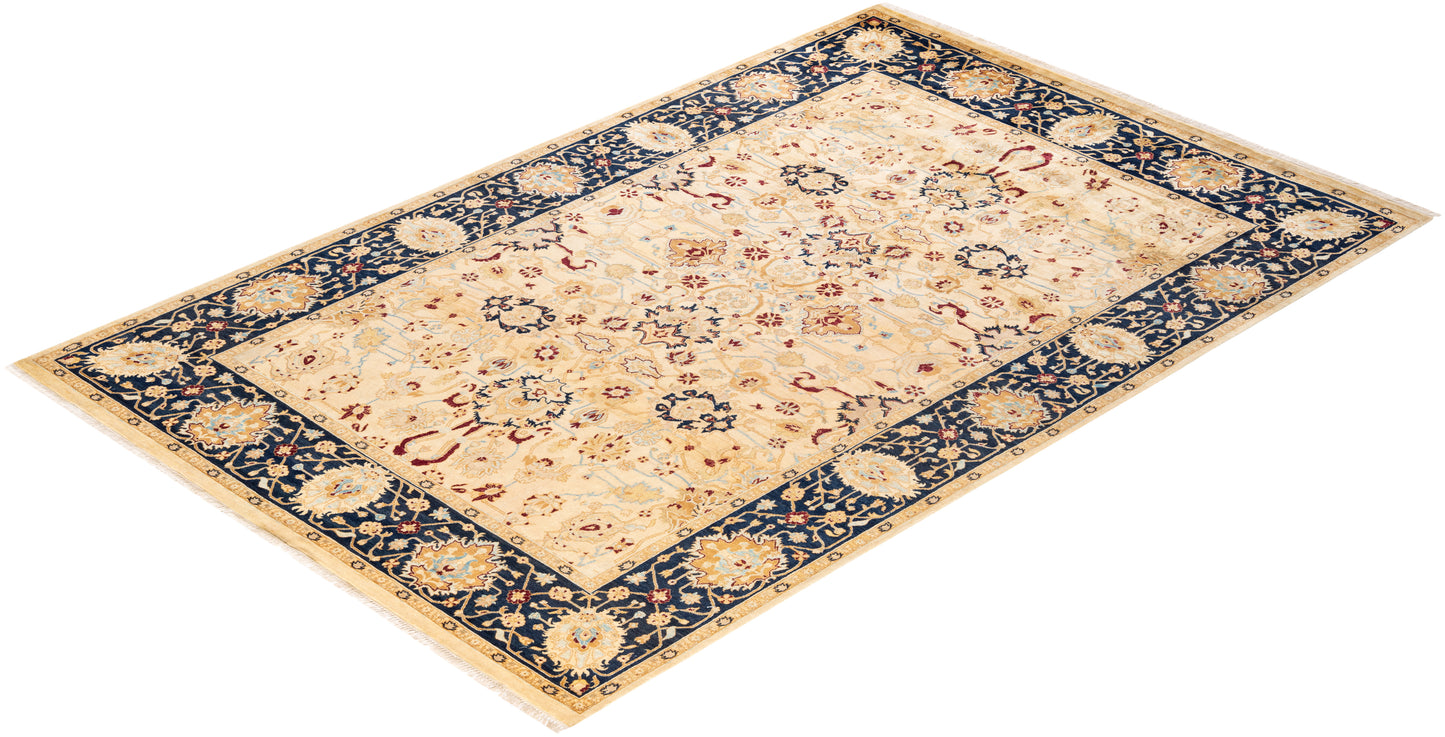 Mogul, One-of-a-Kind Hand-Knotted Area Rug - Ivory, 6' 1" x 9' 2"