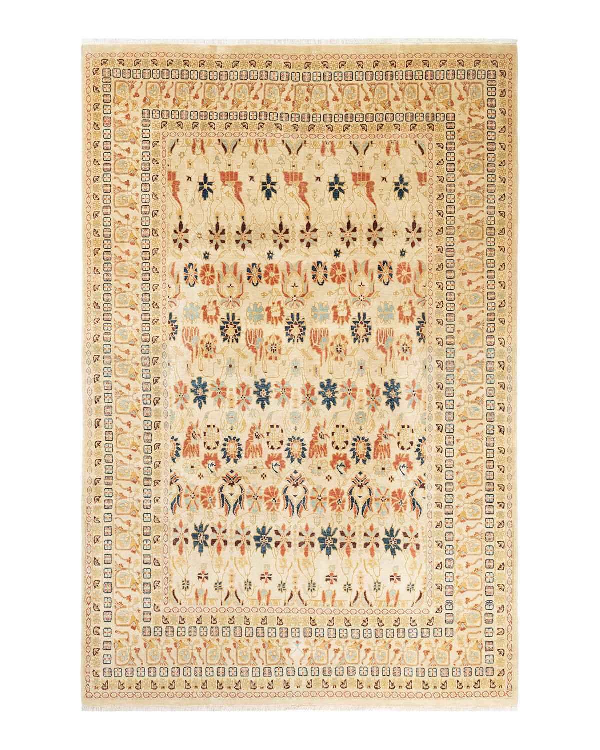 Mogul, One-of-a-Kind Hand-Knotted Area Rug - Ivory, 6' 1" x 9' 1"