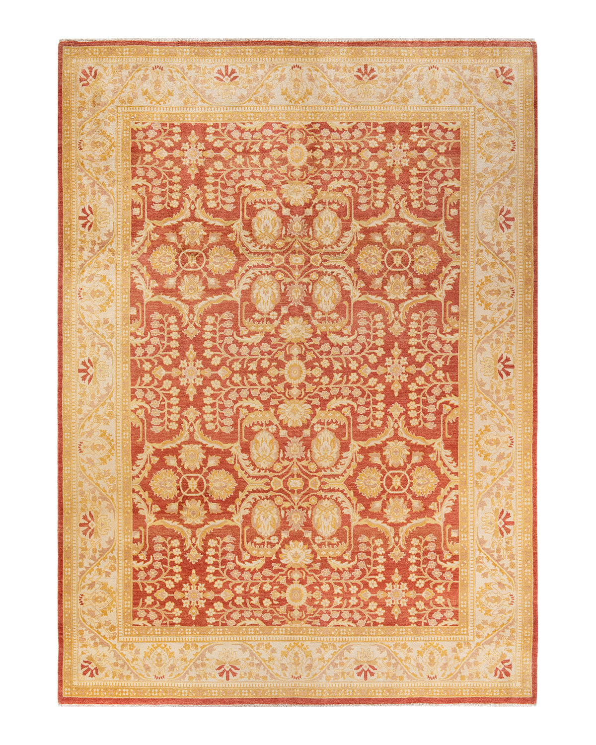 Eclectic, One-of-a-Kind Hand-Knotted Area Rug - Orange, 8' 10" x 12' 3"