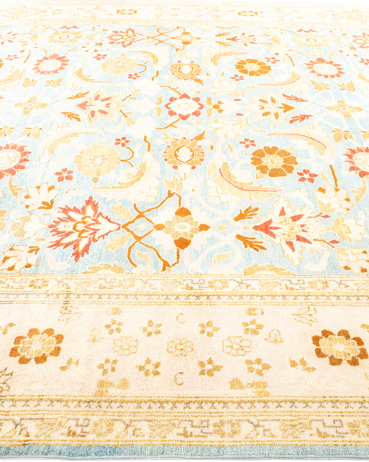 Eclectic, One-of-a-Kind Hand-Knotted Area Rug - Light Blue, 8' 4" x 10' 4"
