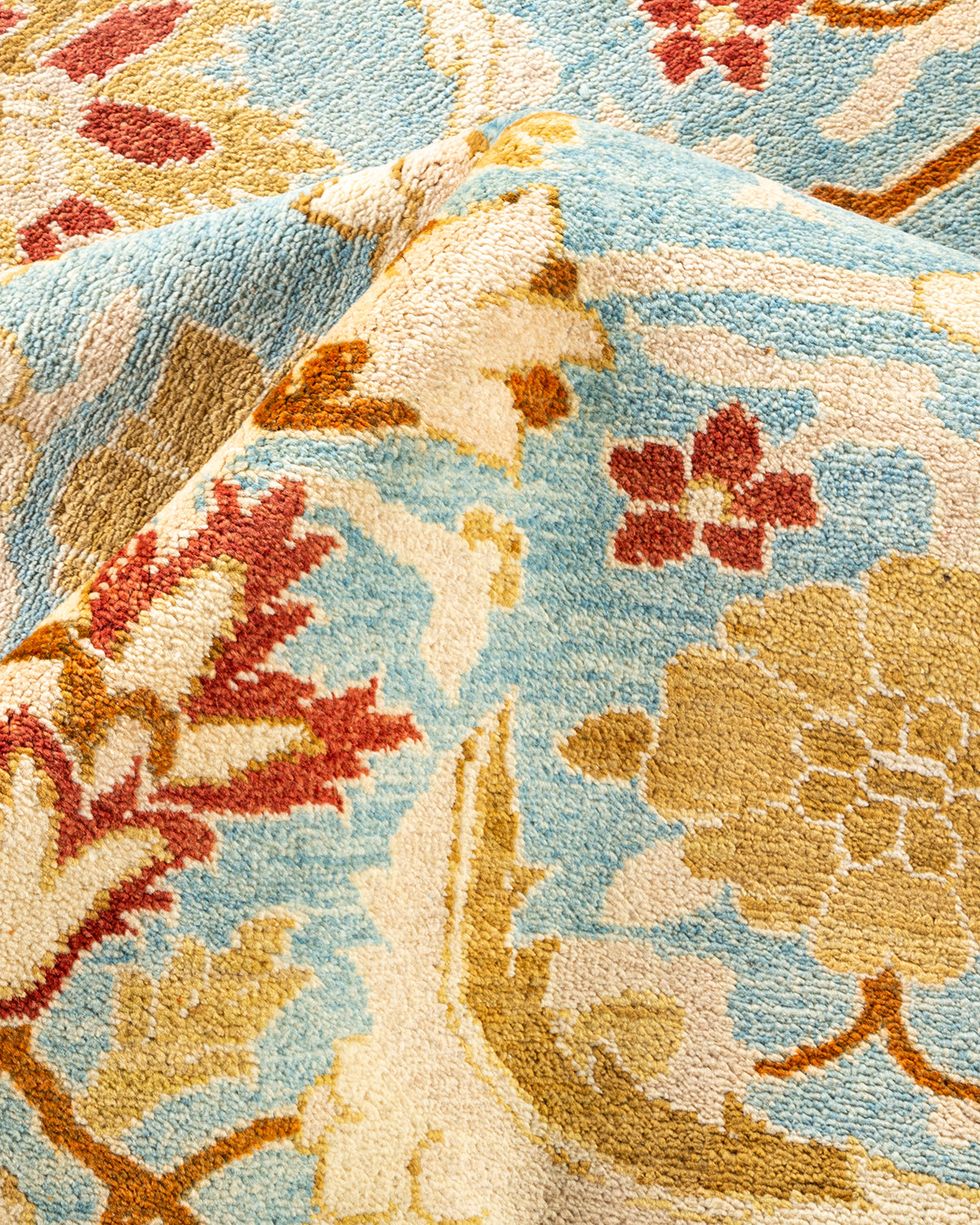 Eclectic, One-of-a-Kind Hand-Knotted Area Rug - Light Blue, 8' 4" x 10' 4"