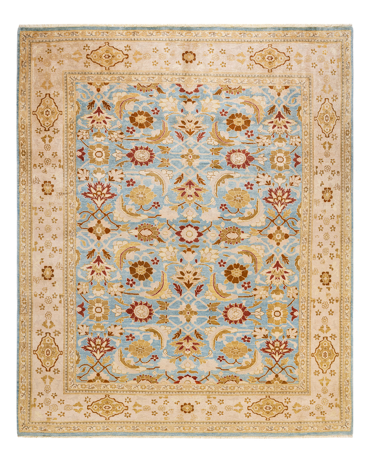 Eclectic, One-of-a-Kind Hand-Knotted Area Rug - Light Blue, 8' 4" x 10' 4"