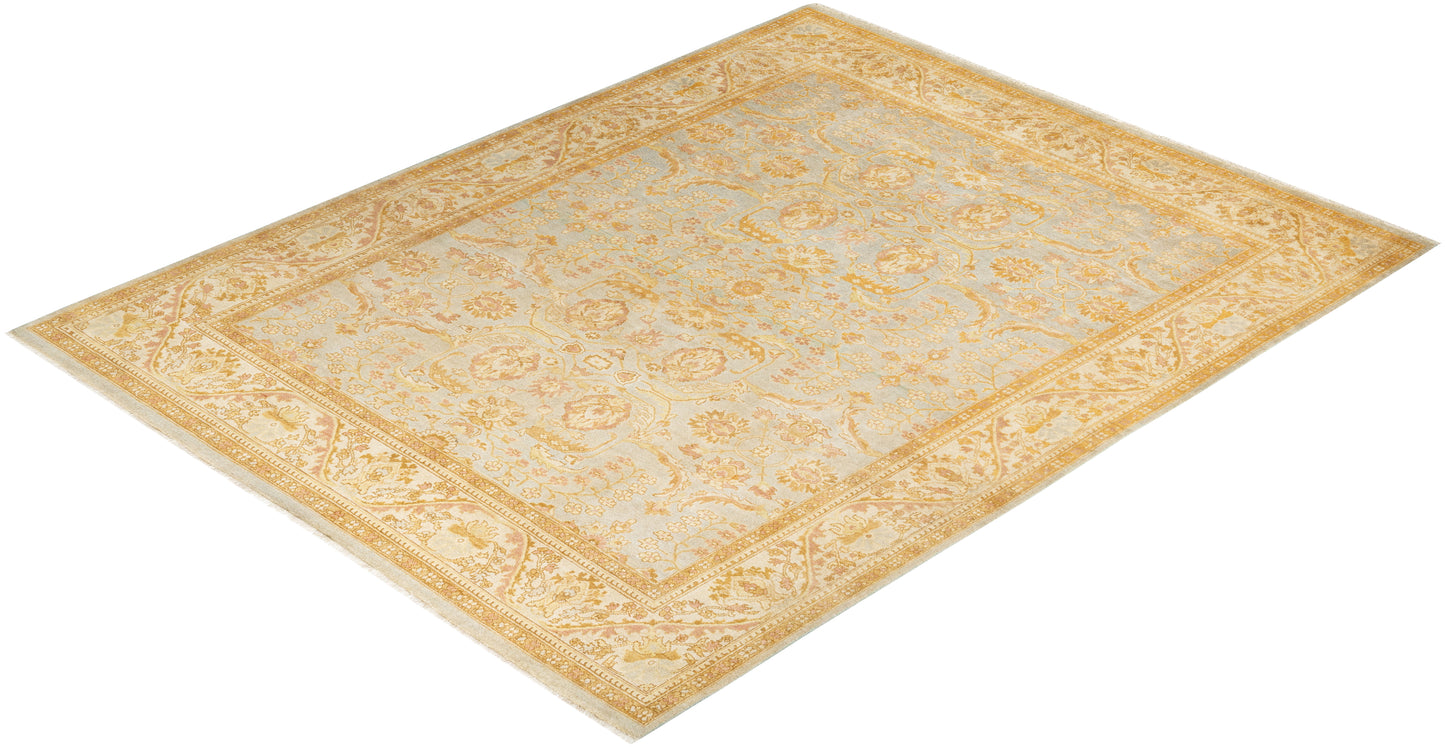 Eclectic, One-of-a-Kind Hand-Knotted Area Rug - Light Blue, 8' 1" x 10' 4"