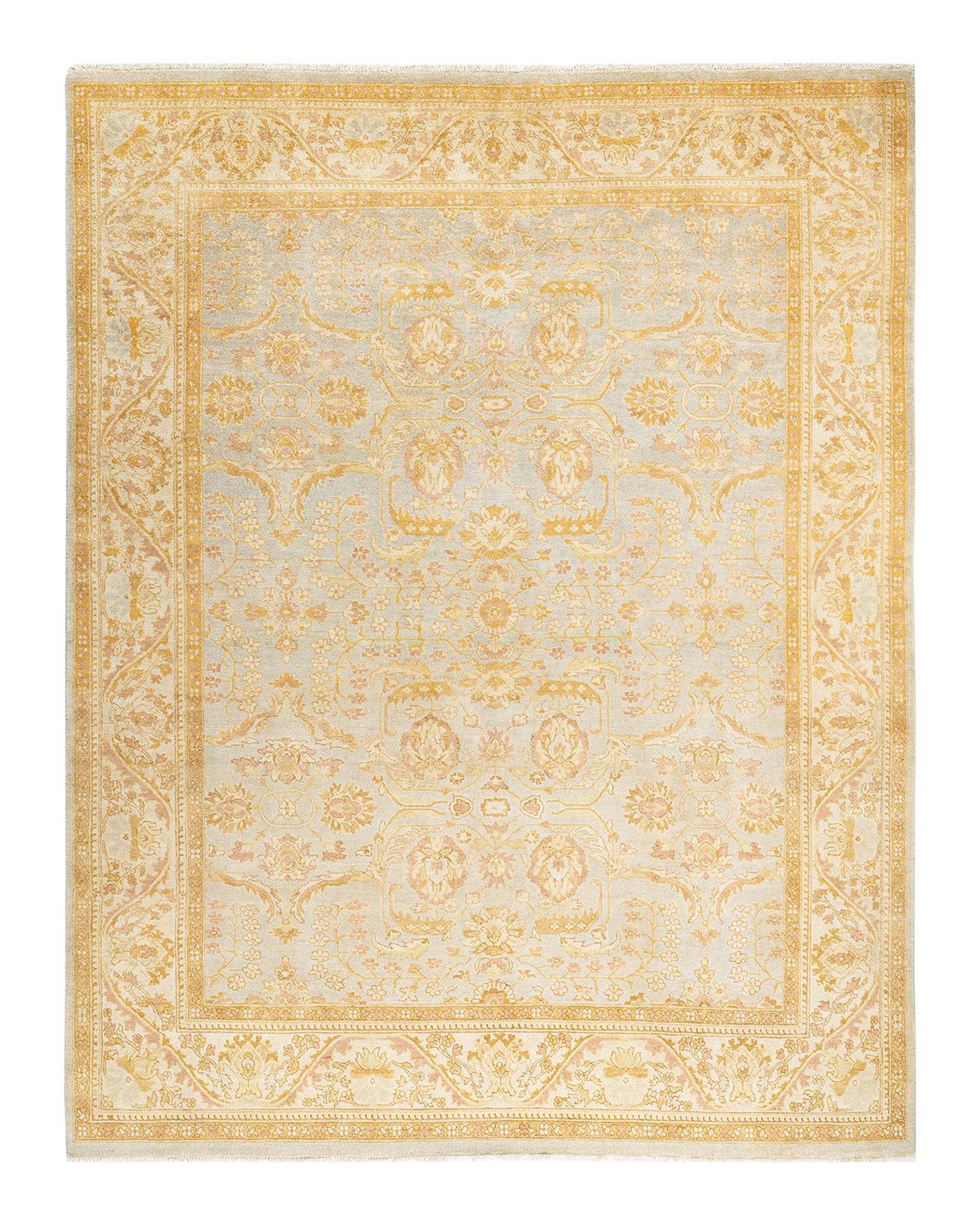 Eclectic, One-of-a-Kind Hand-Knotted Area Rug - Light Blue, 8' 1" x 10' 4"