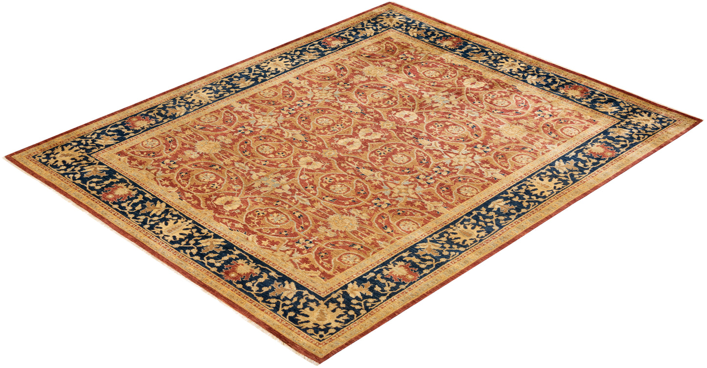Eclectic, One-of-a-Kind Hand-Knotted Area Rug - Orange, 7' 10" x 10' 0"