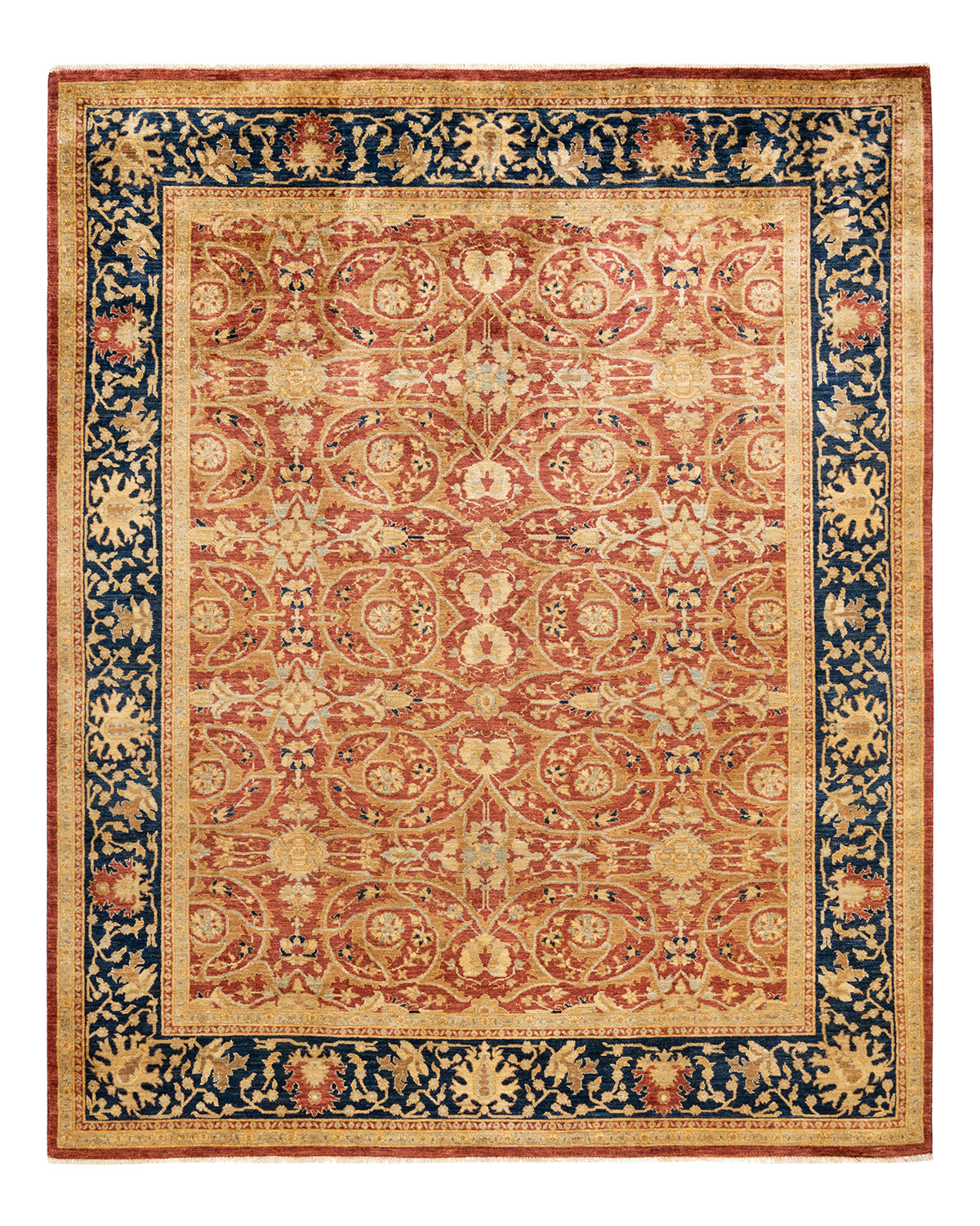 Eclectic, One-of-a-Kind Hand-Knotted Area Rug - Orange, 7' 10" x 10' 0"