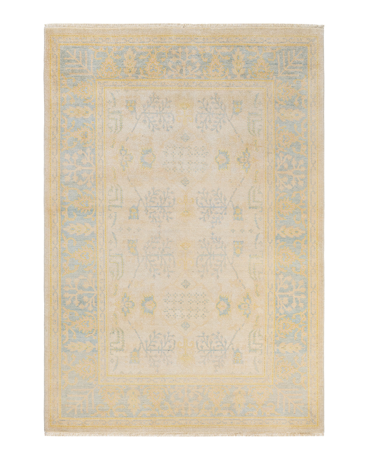 Eclectic, One-of-a-Kind Hand-Knotted Area Rug - Ivory, 6' 3" x 9' 1"