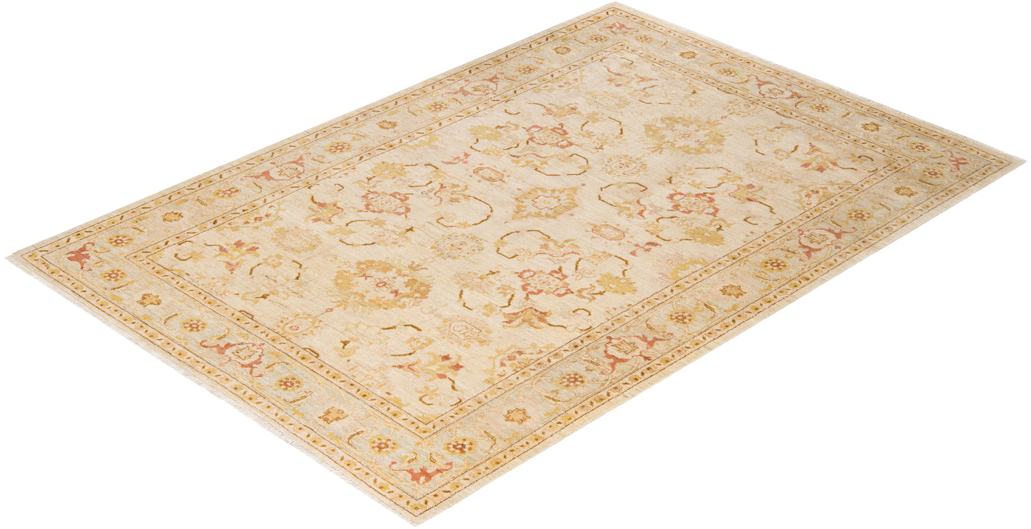 Eclectic, One-of-a-Kind Hand-Knotted Area Rug - Ivory, 6' 3" x 9' 0"