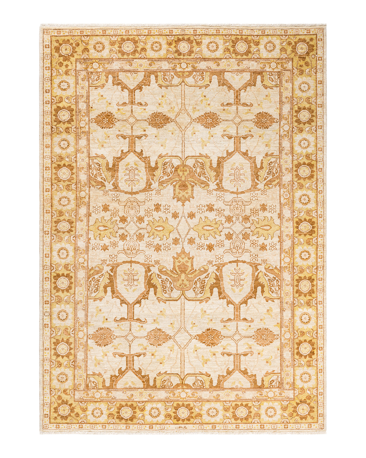 Eclectic, One-of-a-Kind Hand-Knotted Area Rug - Ivory, 6' 3" x 9' 0"