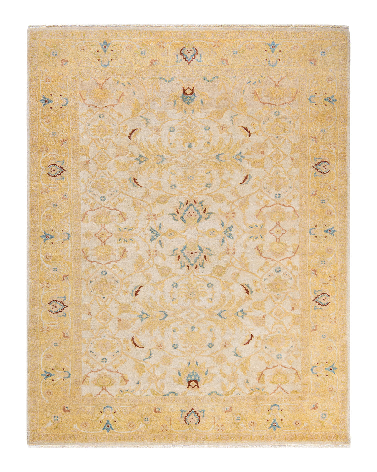 Eclectic, One-of-a-Kind Hand-Knotted Area Rug - Ivory, 6' 4" x 8' 2"