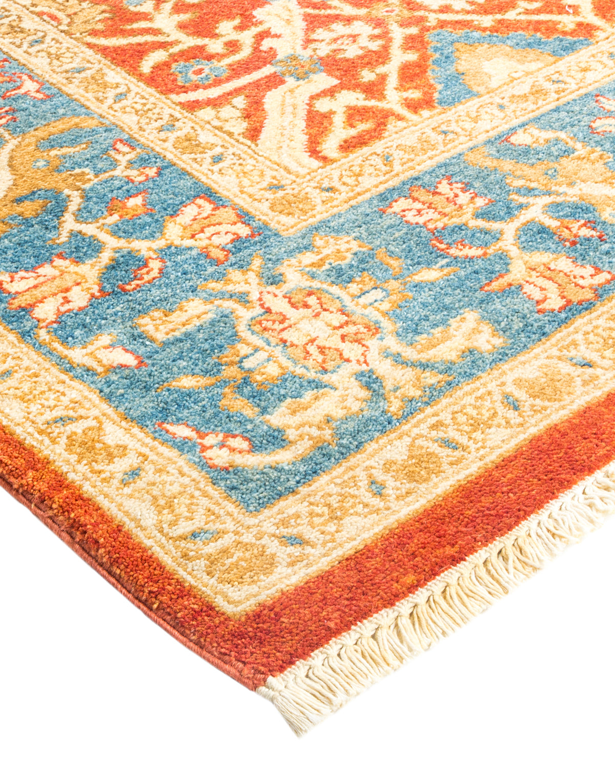 Eclectic, One-of-a-Kind Hand-Knotted Area Rug - Orange, 6' 0" x 8' 10"