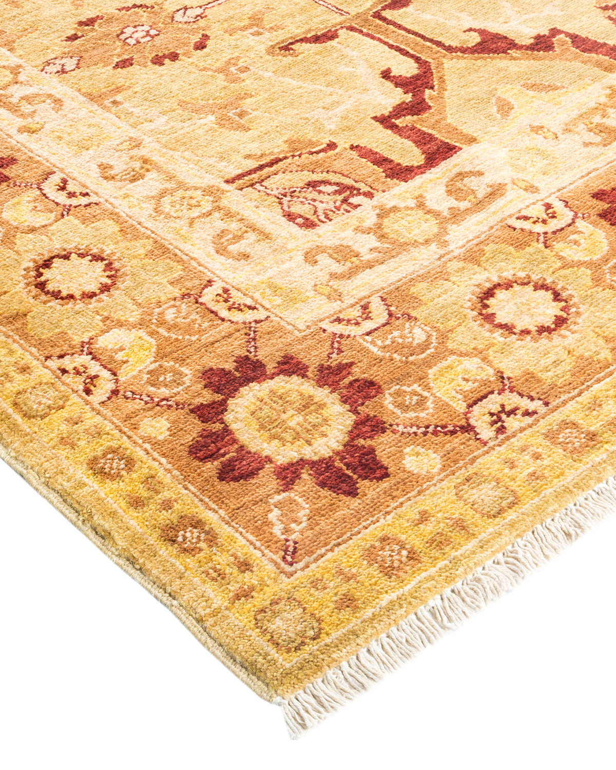 Eclectic, One-of-a-Kind Hand-Knotted Area Rug - Yellow, 6' 3" x 9' 3"