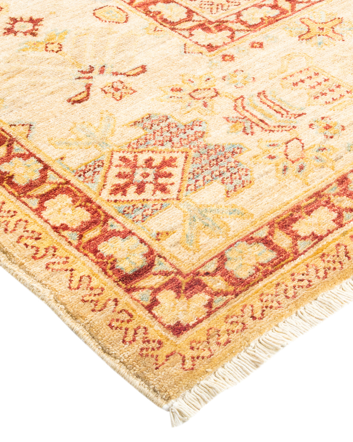 Eclectic, One-of-a-Kind Hand-Knotted Area Rug - Ivory, 6' 5" x 8' 10"