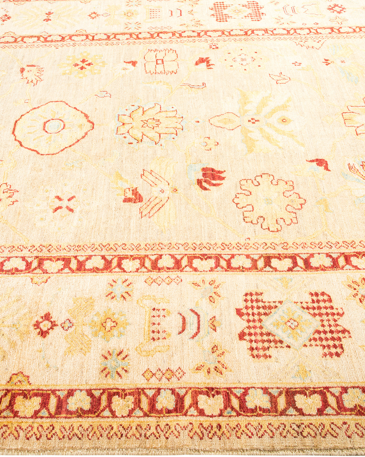 Eclectic, One-of-a-Kind Hand-Knotted Area Rug - Ivory, 6' 5" x 8' 10"
