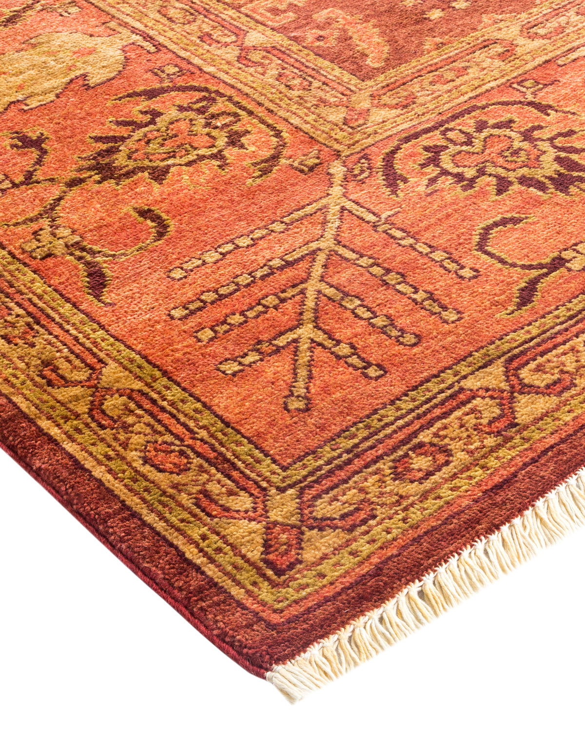 Eclectic, One-of-a-Kind Hand-Knotted Area Rug - Orange, 6' 3" x 8' 8"