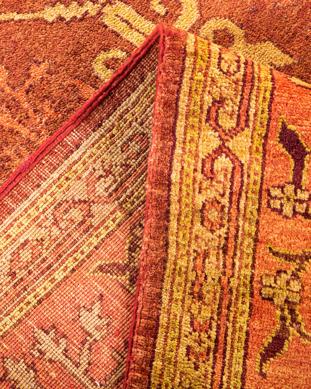 Eclectic, One-of-a-Kind Hand-Knotted Area Rug - Orange, 6' 3" x 8' 8"