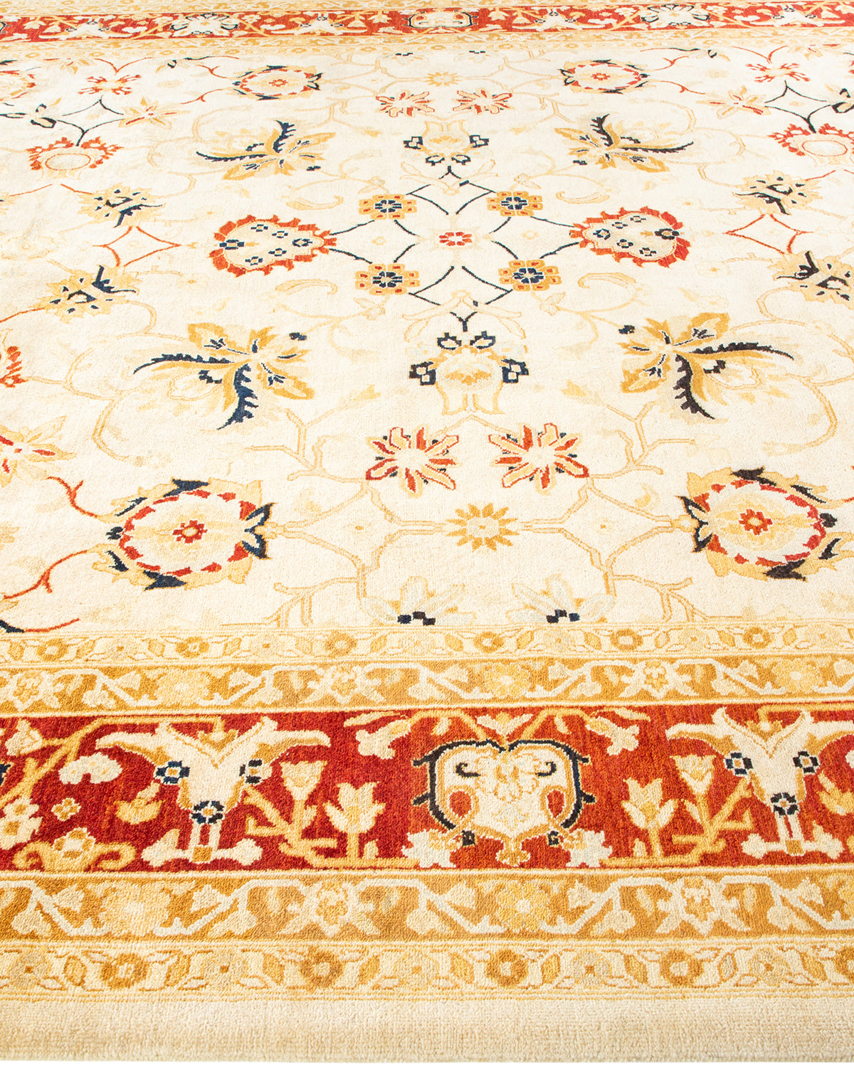 Eclectic, One-of-a-Kind Hand-Knotted Area Rug - Ivory, 9' 1" x 12' 4"