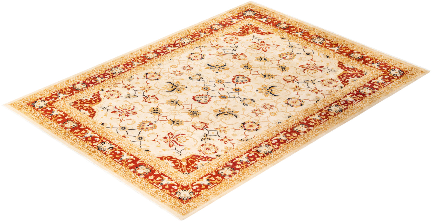 Eclectic, One-of-a-Kind Hand-Knotted Area Rug - Ivory, 9' 1" x 12' 4"