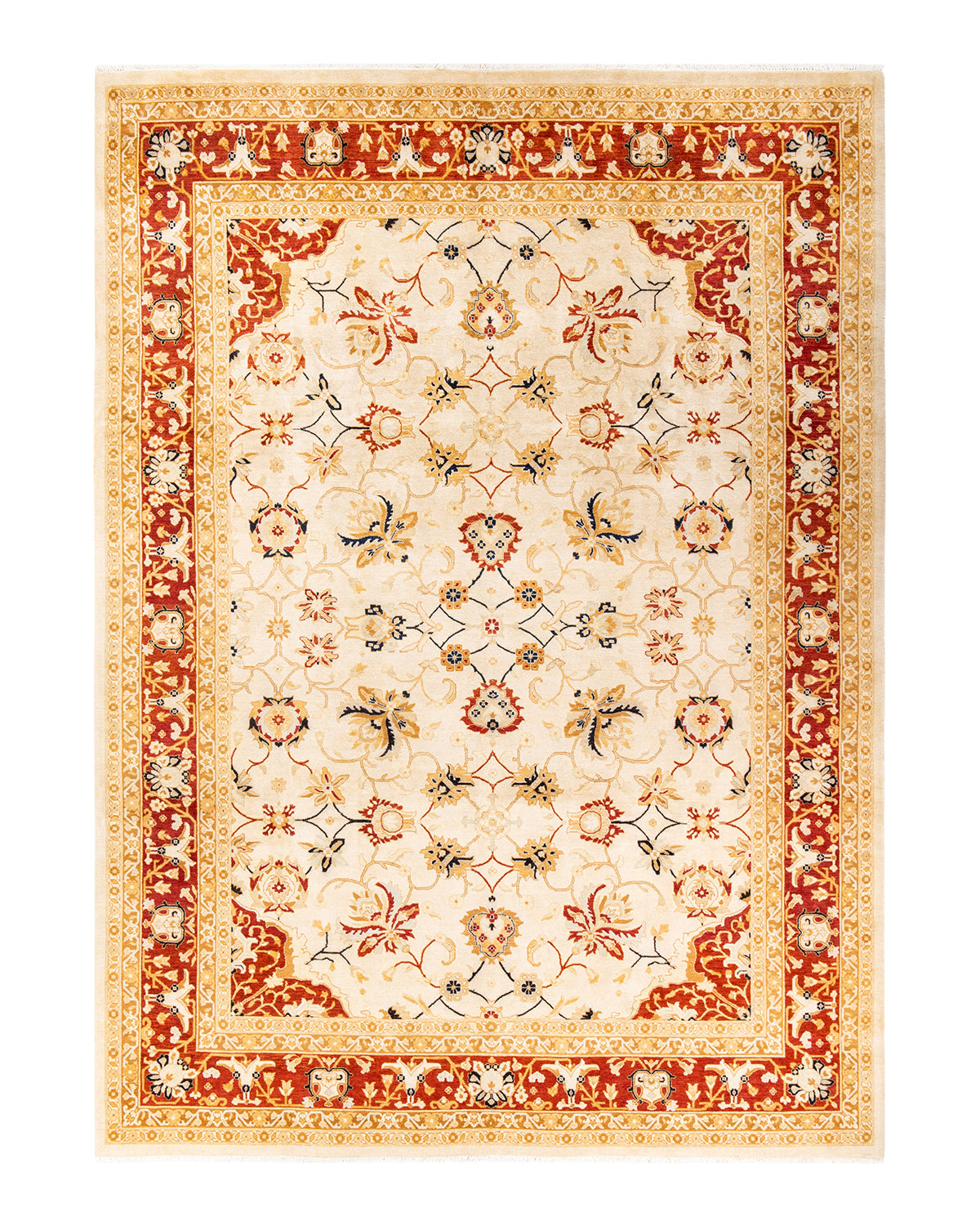 Eclectic, One-of-a-Kind Hand-Knotted Area Rug - Ivory, 9' 1" x 12' 4"