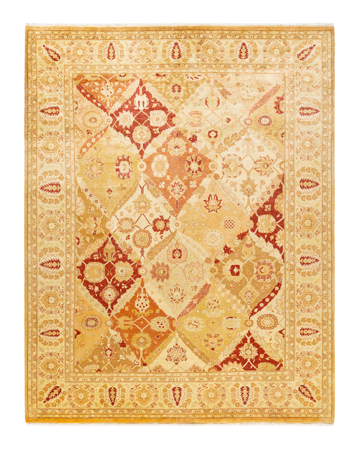 Eclectic, One-of-a-Kind Hand-Knotted Area Rug - Yellow, 8' 2" x 10' 5"